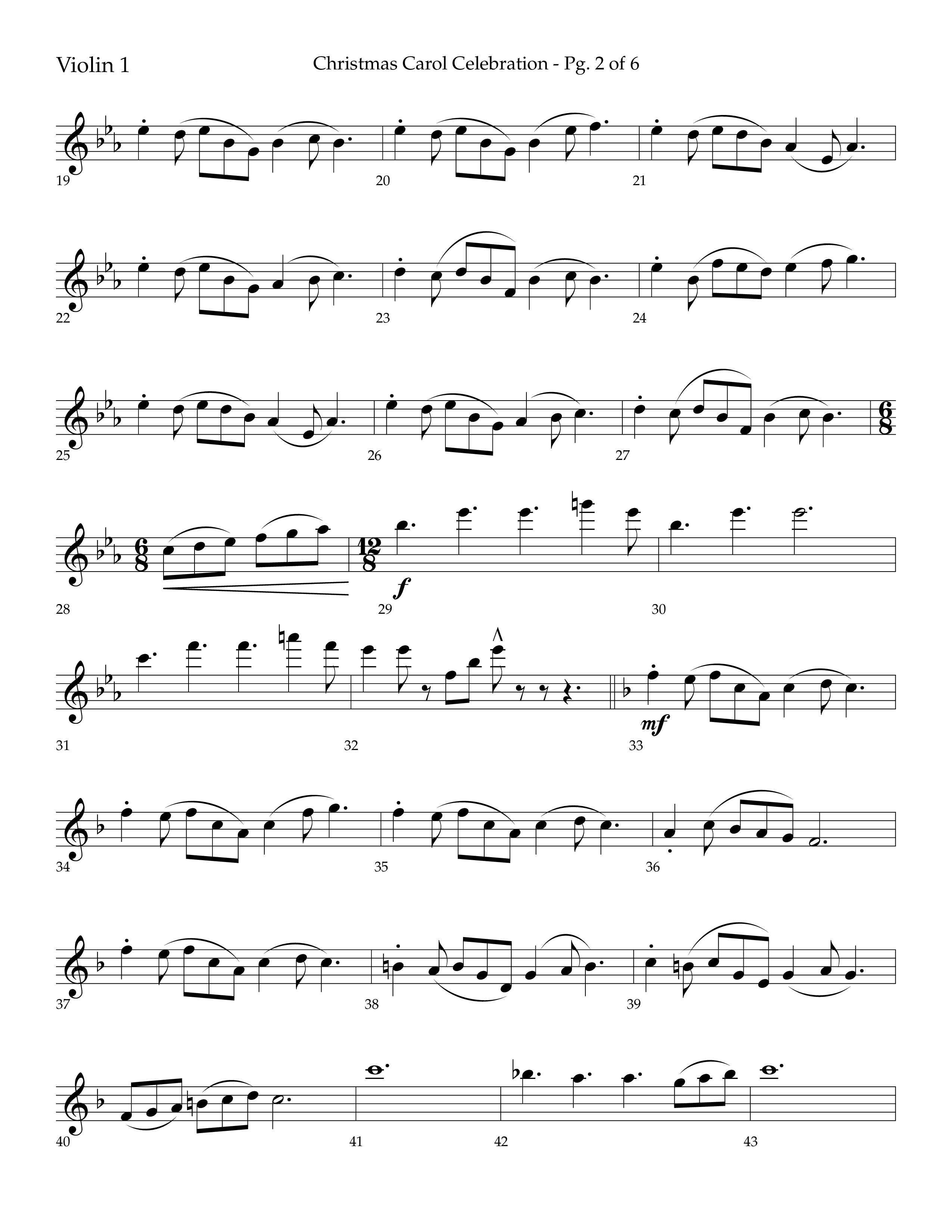 Christmas Carol Celebration (Choral Anthem SATB) Violin 1 (Lifeway Choral / Arr. Bradley Knight)