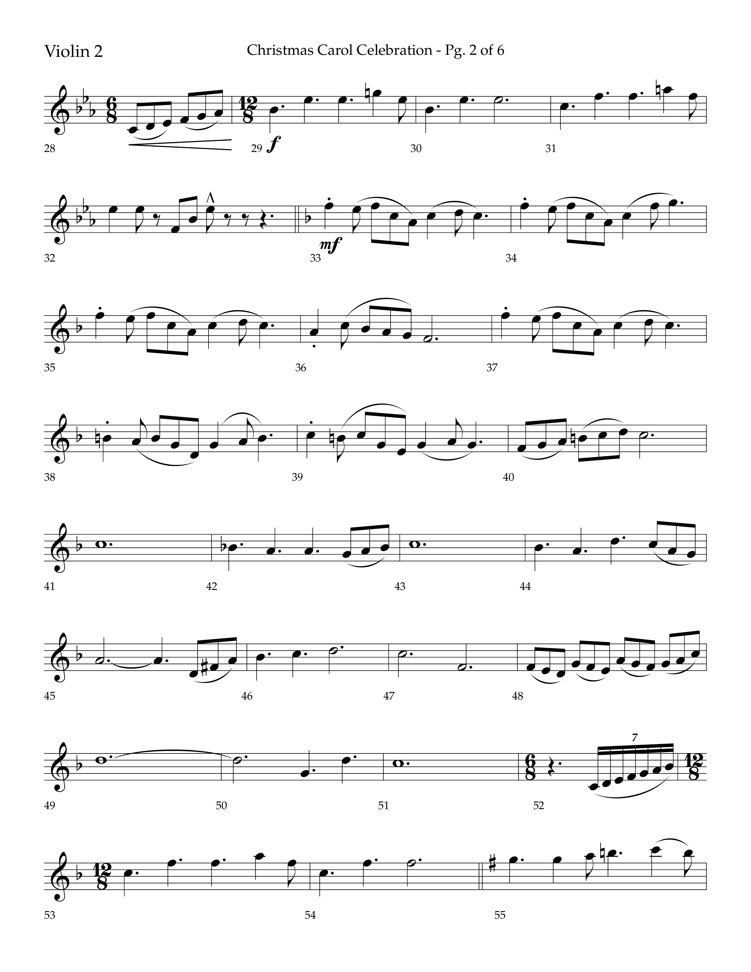 Christmas Carol Celebration (Choral Anthem SATB) Violin 2 (Lifeway Choral / Arr. Bradley Knight)