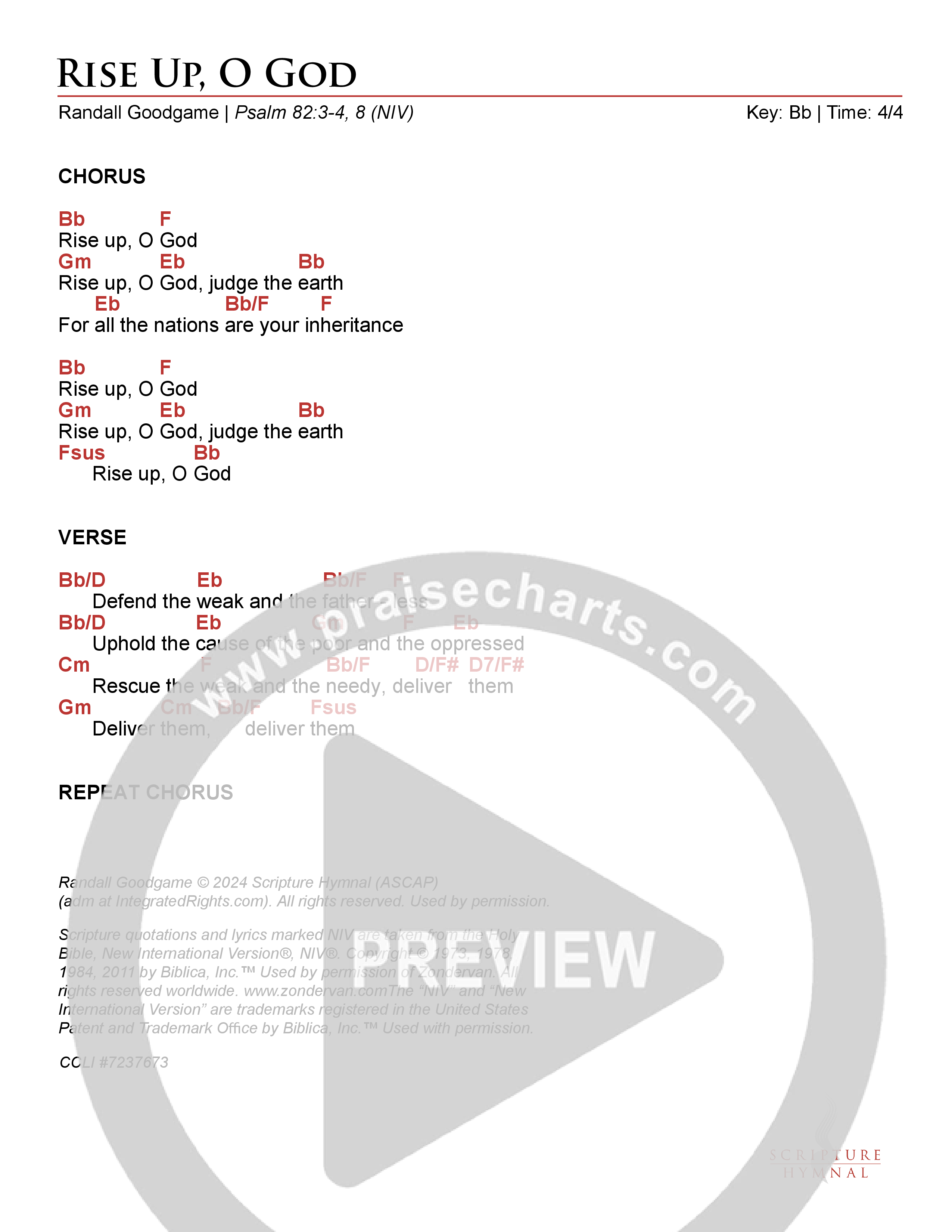 Rise Up, O God Chord Chart (Scripture Hymnal)