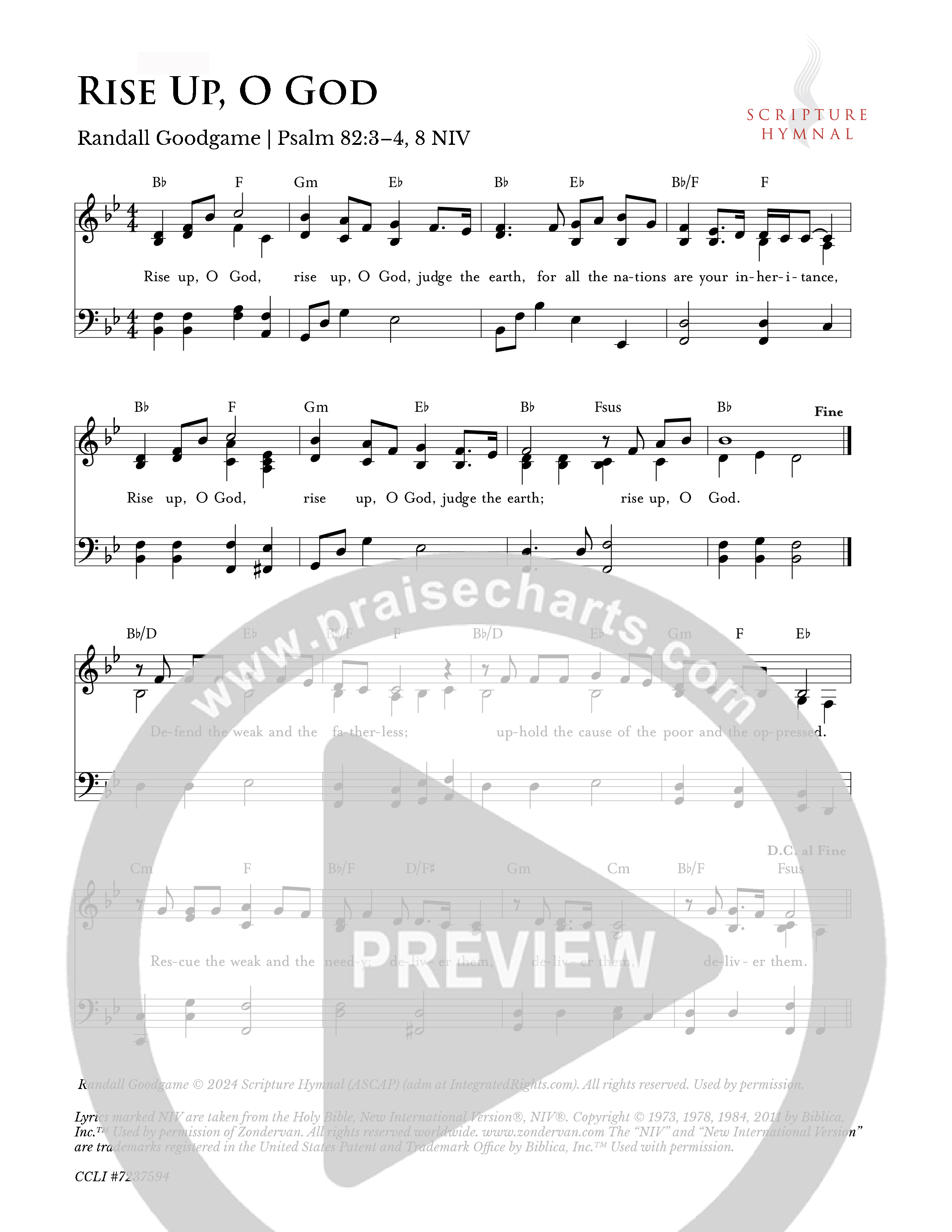 Rise Up, O God Lead Sheet Melody (Scripture Hymnal)
