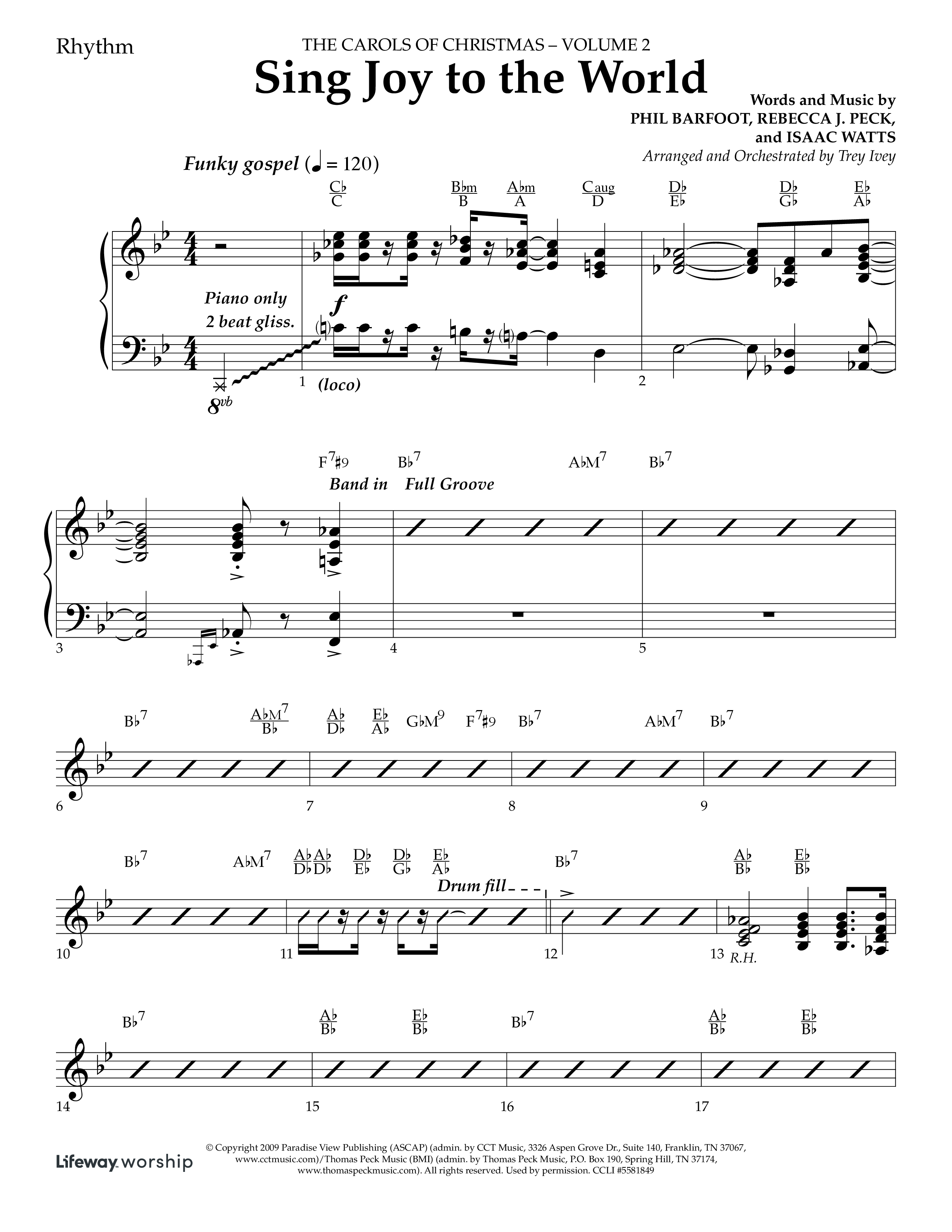 Sing Joy To The World (Choral Anthem SATB) Lead Melody & Rhythm (Lifeway Choral / Arr. Trey Ivey)