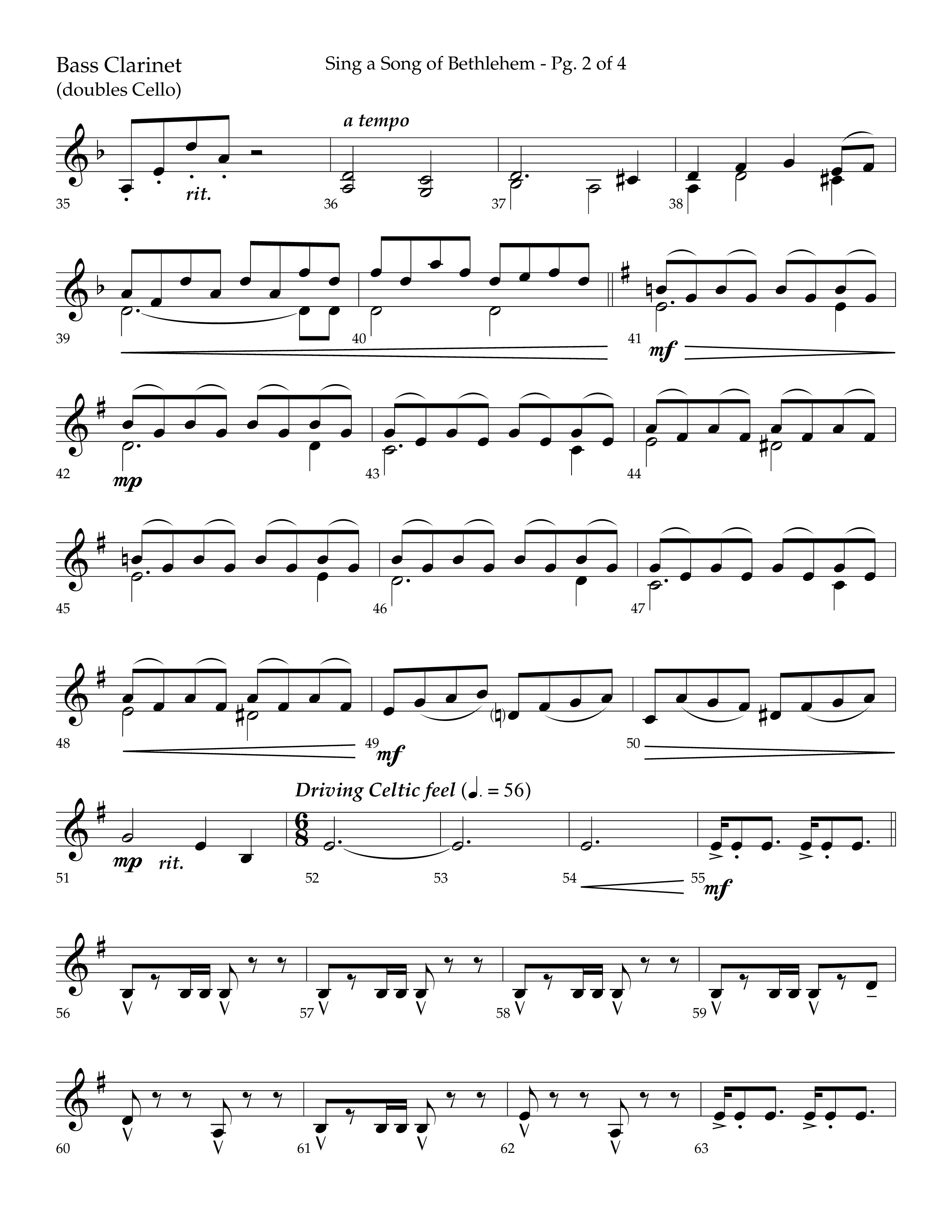 Sing a Song of Bethlehem (Choral Anthem SATB) Bass Clarinet (Lifeway Choral / Arr. Bradley Knight)
