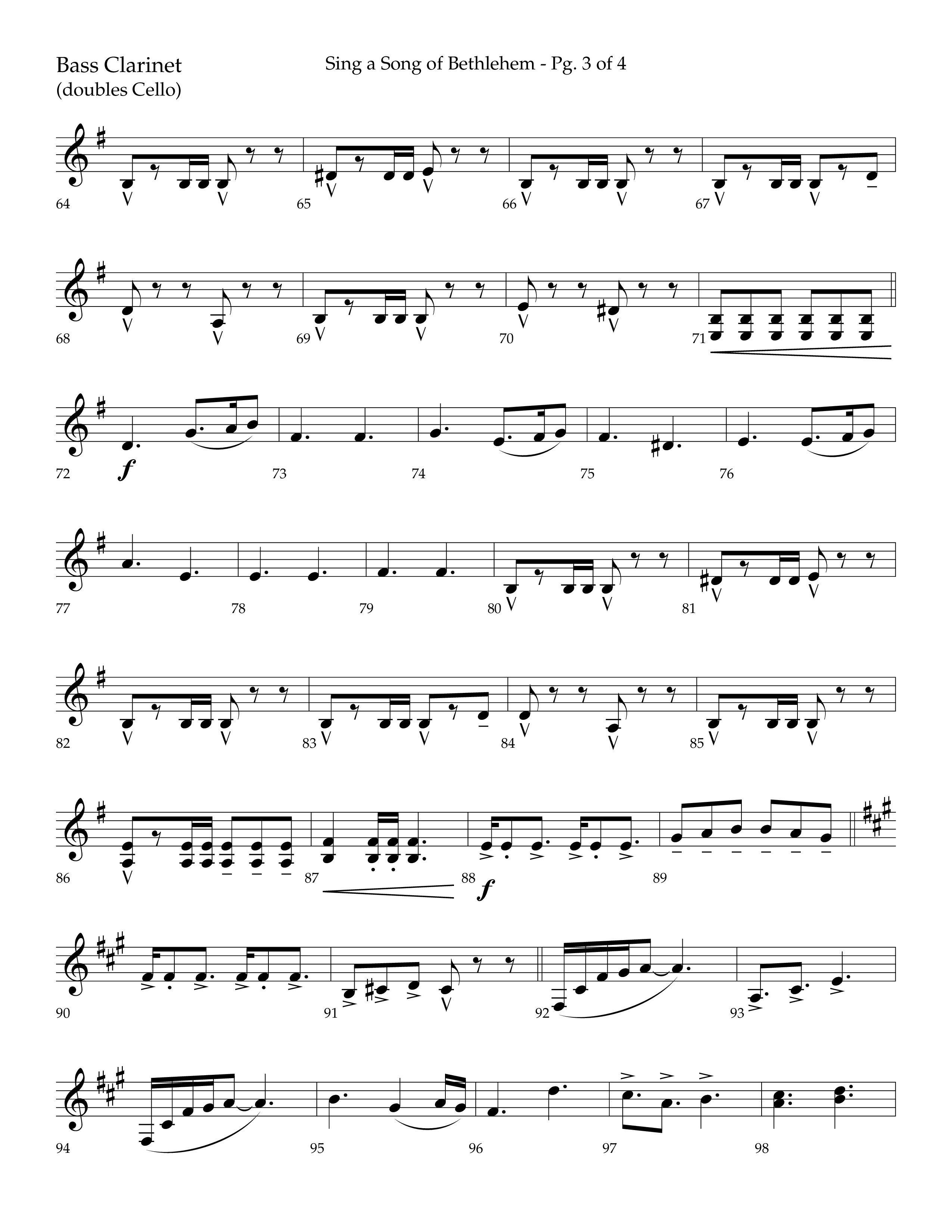 Sing a Song of Bethlehem (Choral Anthem SATB) Bass Clarinet (Lifeway Choral / Arr. Bradley Knight)