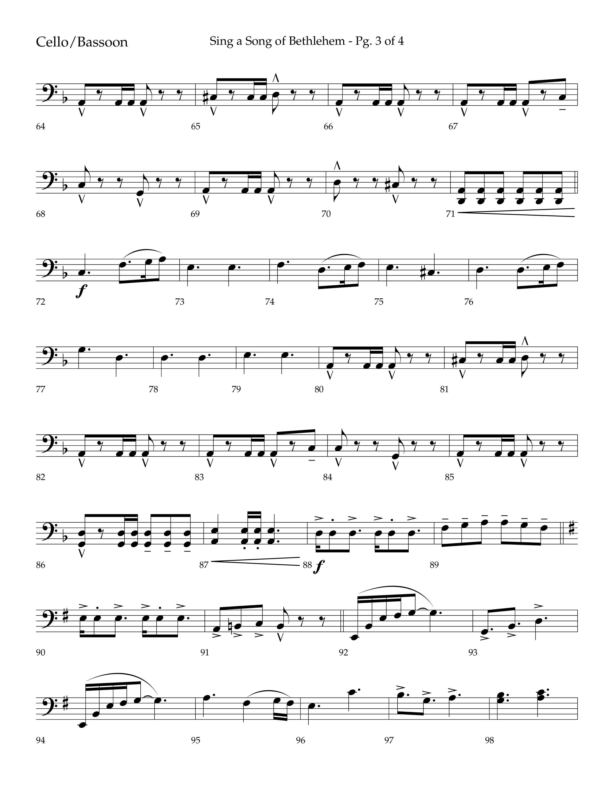 Sing a Song of Bethlehem (Choral Anthem SATB) Cello (Lifeway Choral / Arr. Bradley Knight)