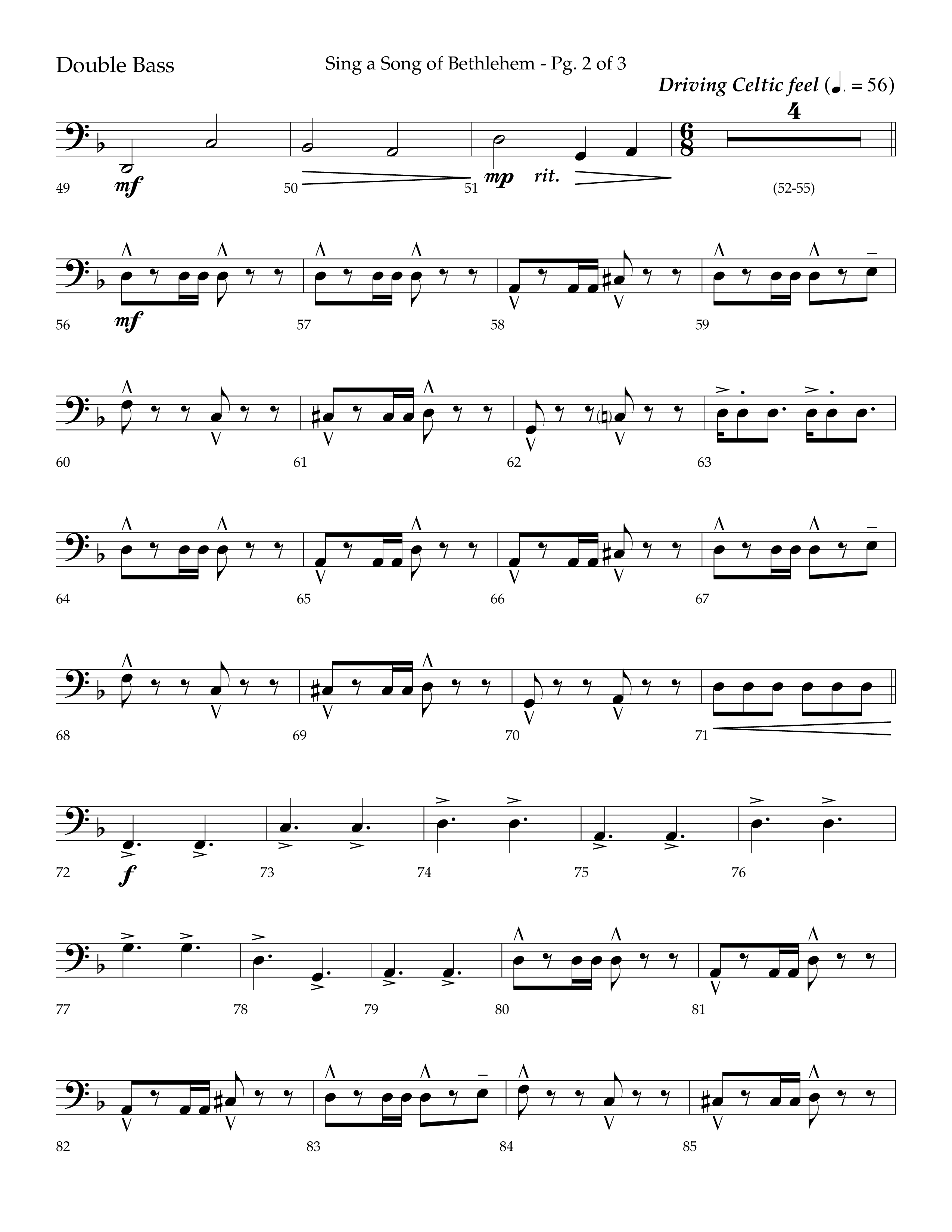 Sing a Song of Bethlehem (Choral Anthem SATB) Double Bass (Lifeway Choral / Arr. Bradley Knight)
