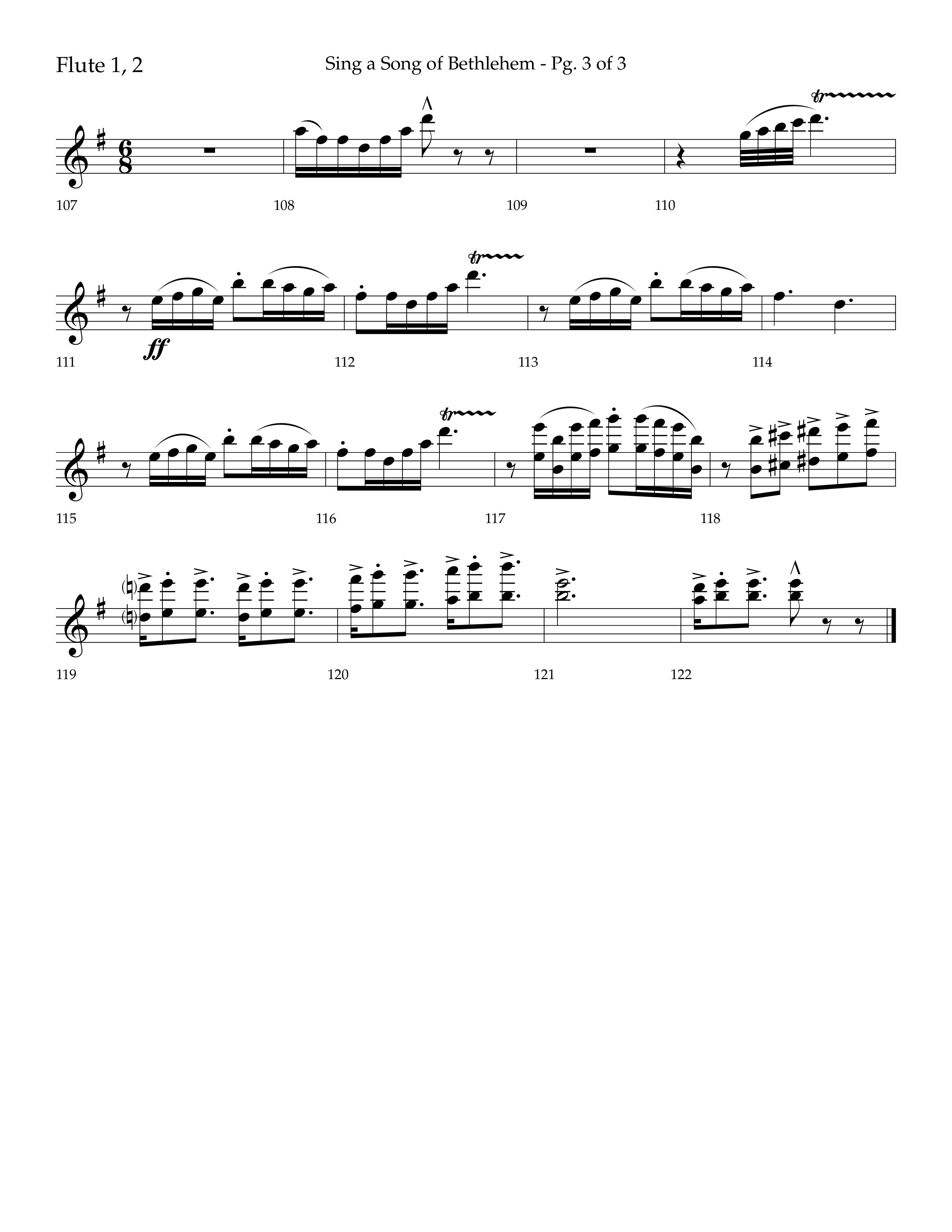 Sing a Song of Bethlehem (Choral Anthem SATB) Flute 1/2 (Lifeway Choral / Arr. Bradley Knight)