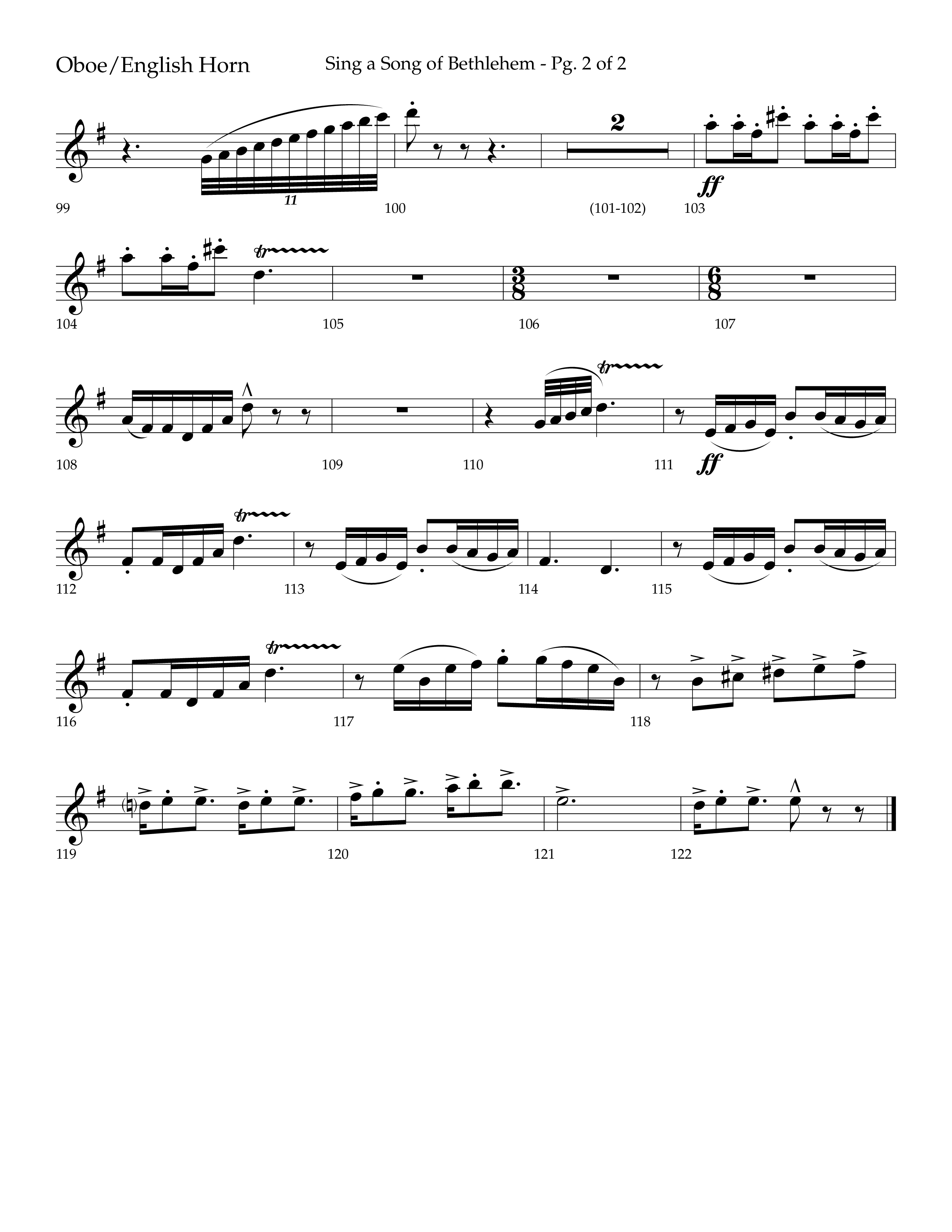 Sing a Song of Bethlehem (Choral Anthem SATB) Oboe (Lifeway Choral / Arr. Bradley Knight)