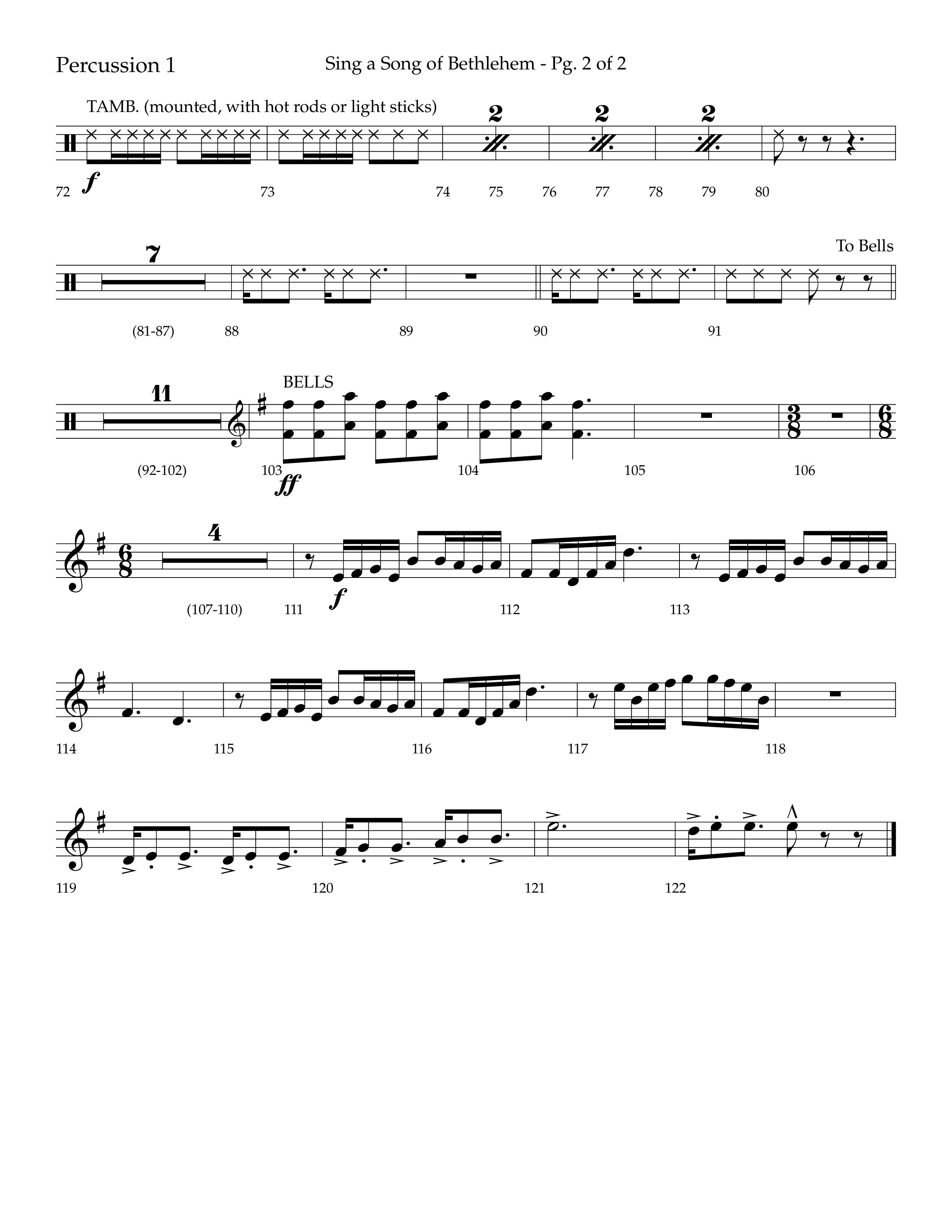 Sing a Song of Bethlehem (Choral Anthem SATB) Percussion 1/2 (Lifeway Choral / Arr. Bradley Knight)