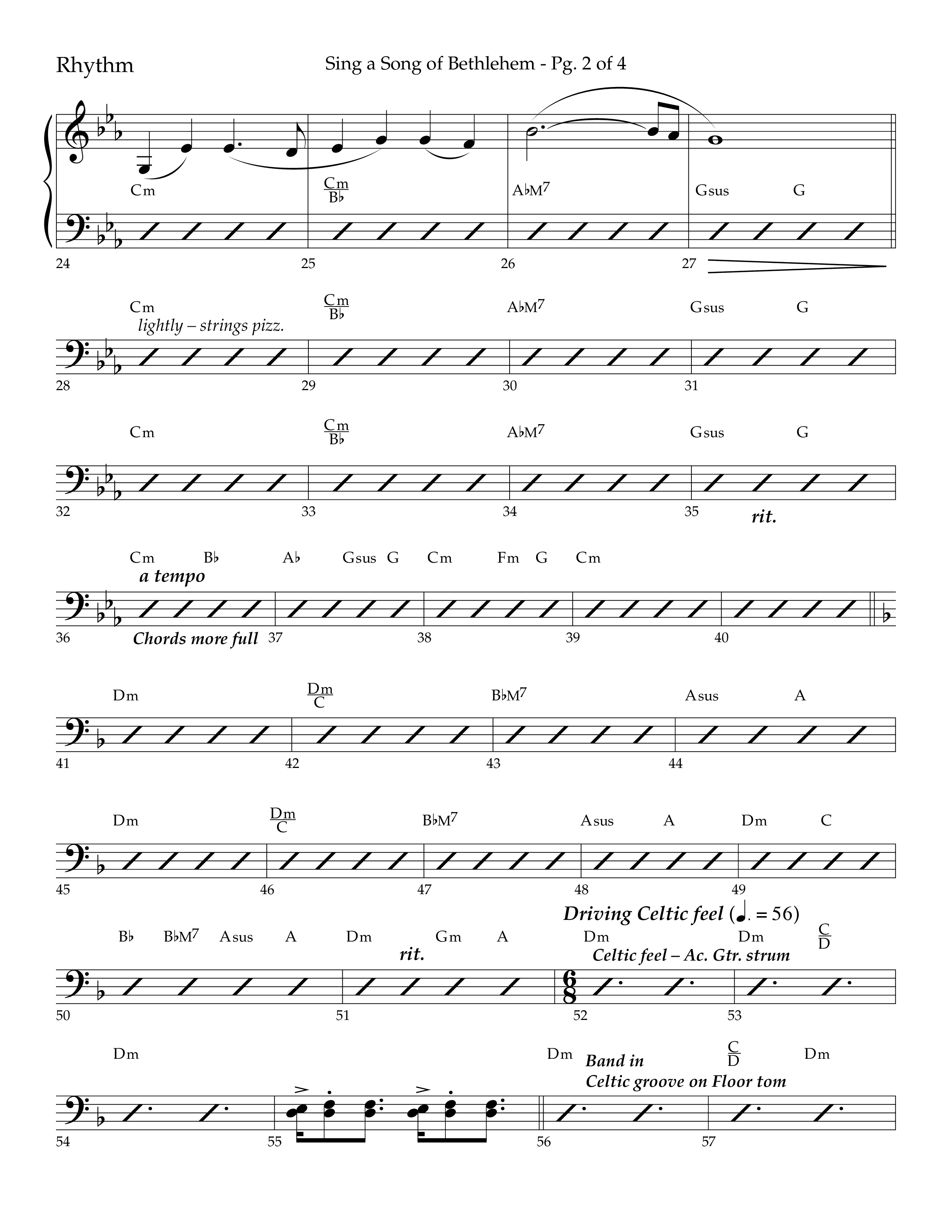Sing a Song of Bethlehem (Choral Anthem SATB) Rhythm Chart (Lifeway Choral / Arr. Bradley Knight)
