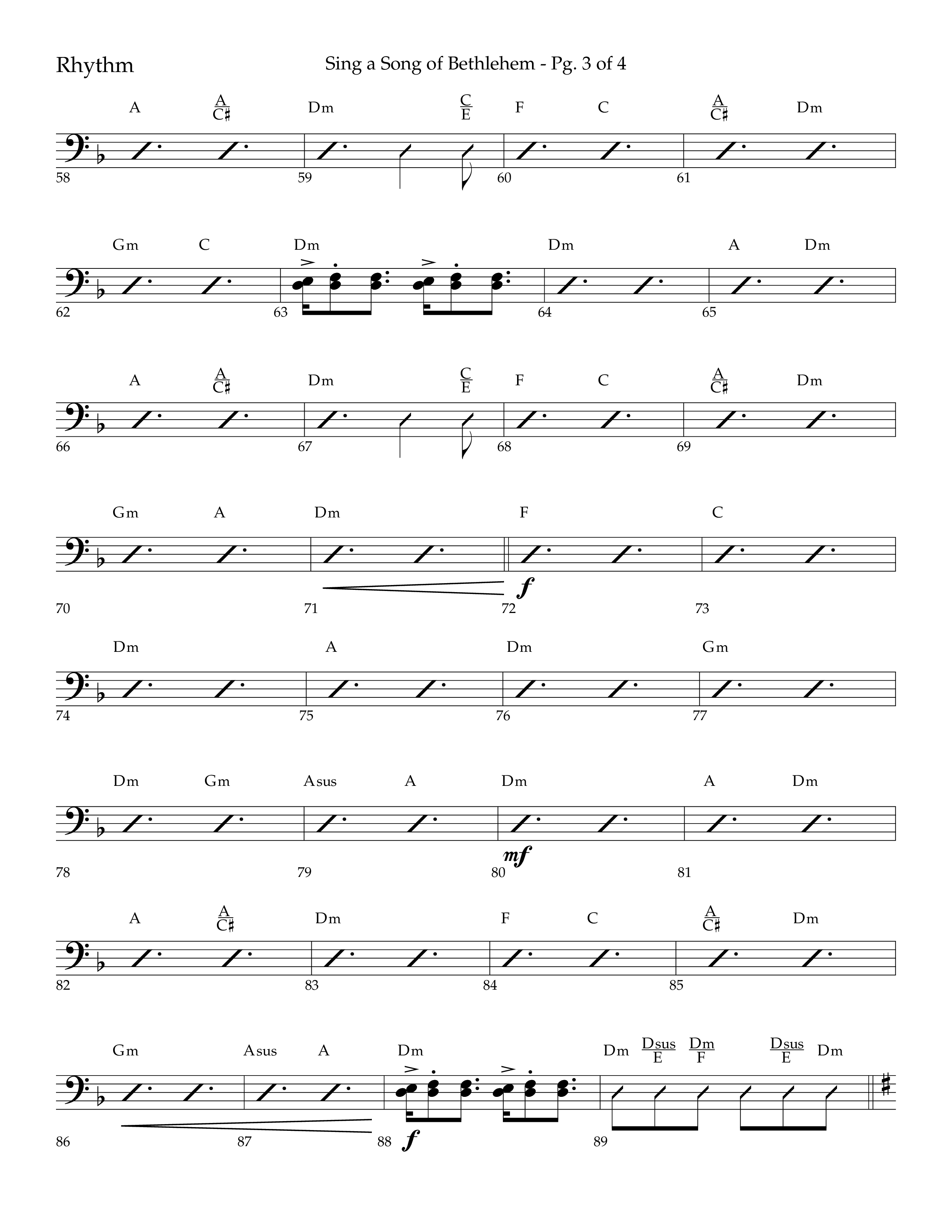 Sing a Song of Bethlehem (Choral Anthem SATB) Rhythm Chart (Lifeway Choral / Arr. Bradley Knight)