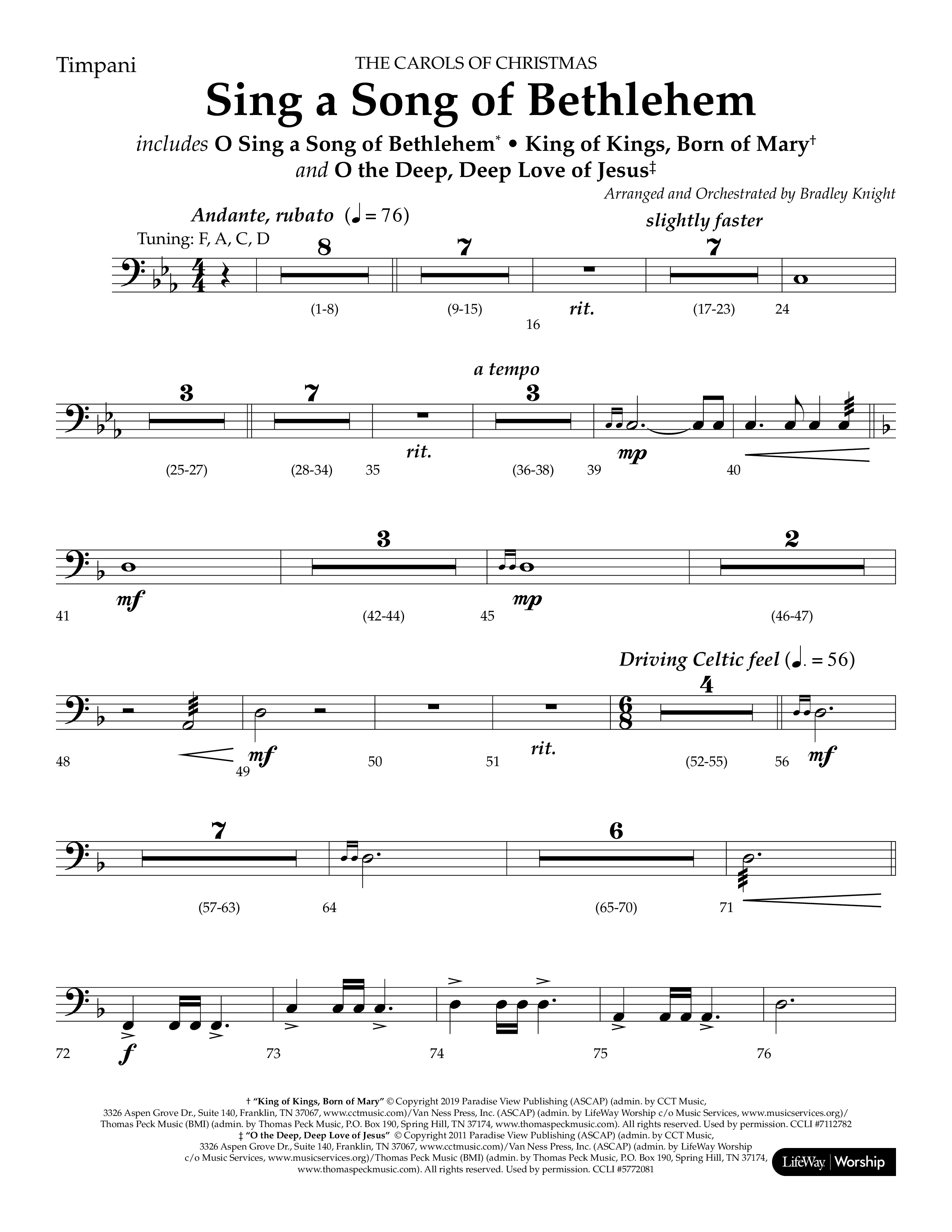 Sing a Song of Bethlehem (Choral Anthem SATB) Timpani (Lifeway Choral / Arr. Bradley Knight)