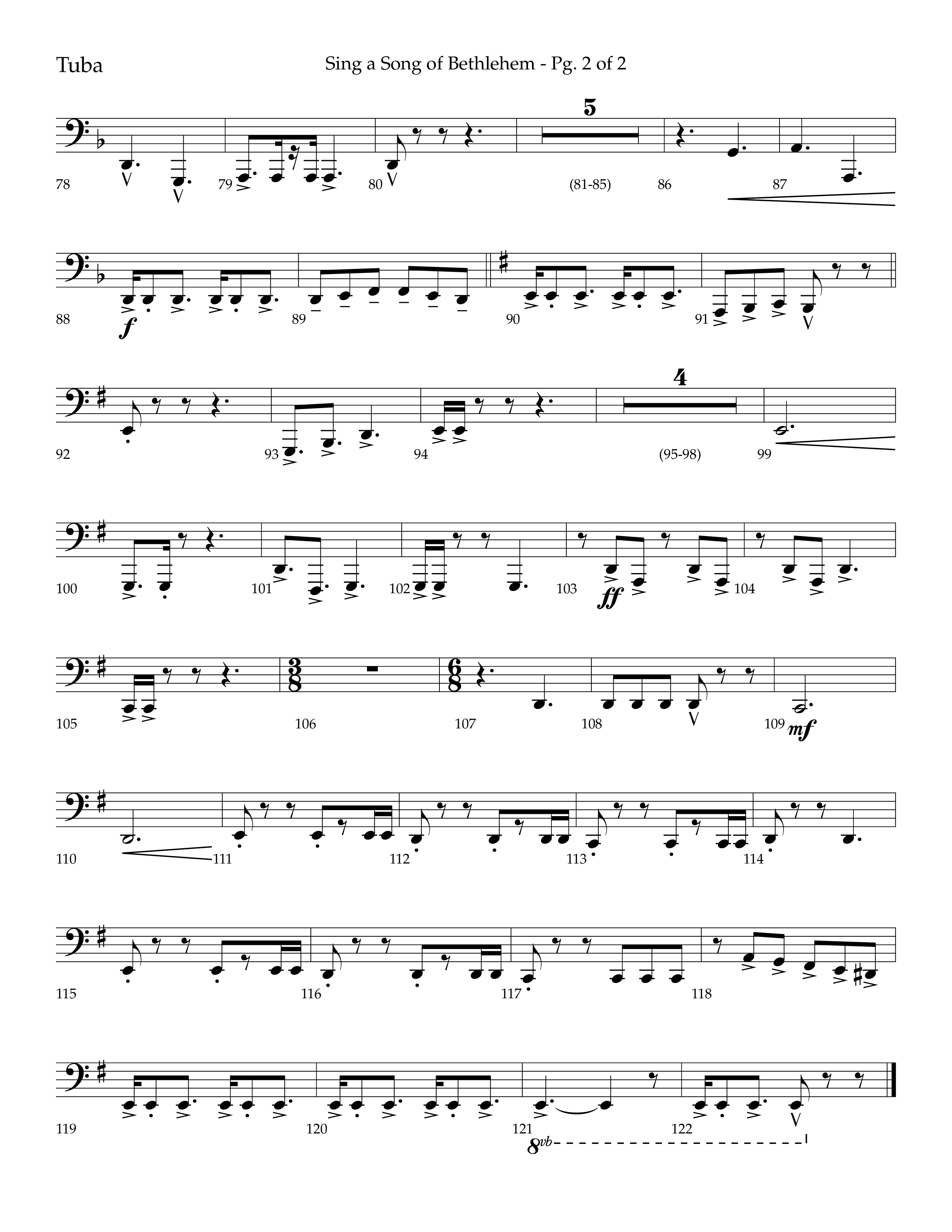 Sing a Song of Bethlehem (Choral Anthem SATB) Tuba (Lifeway Choral / Arr. Bradley Knight)