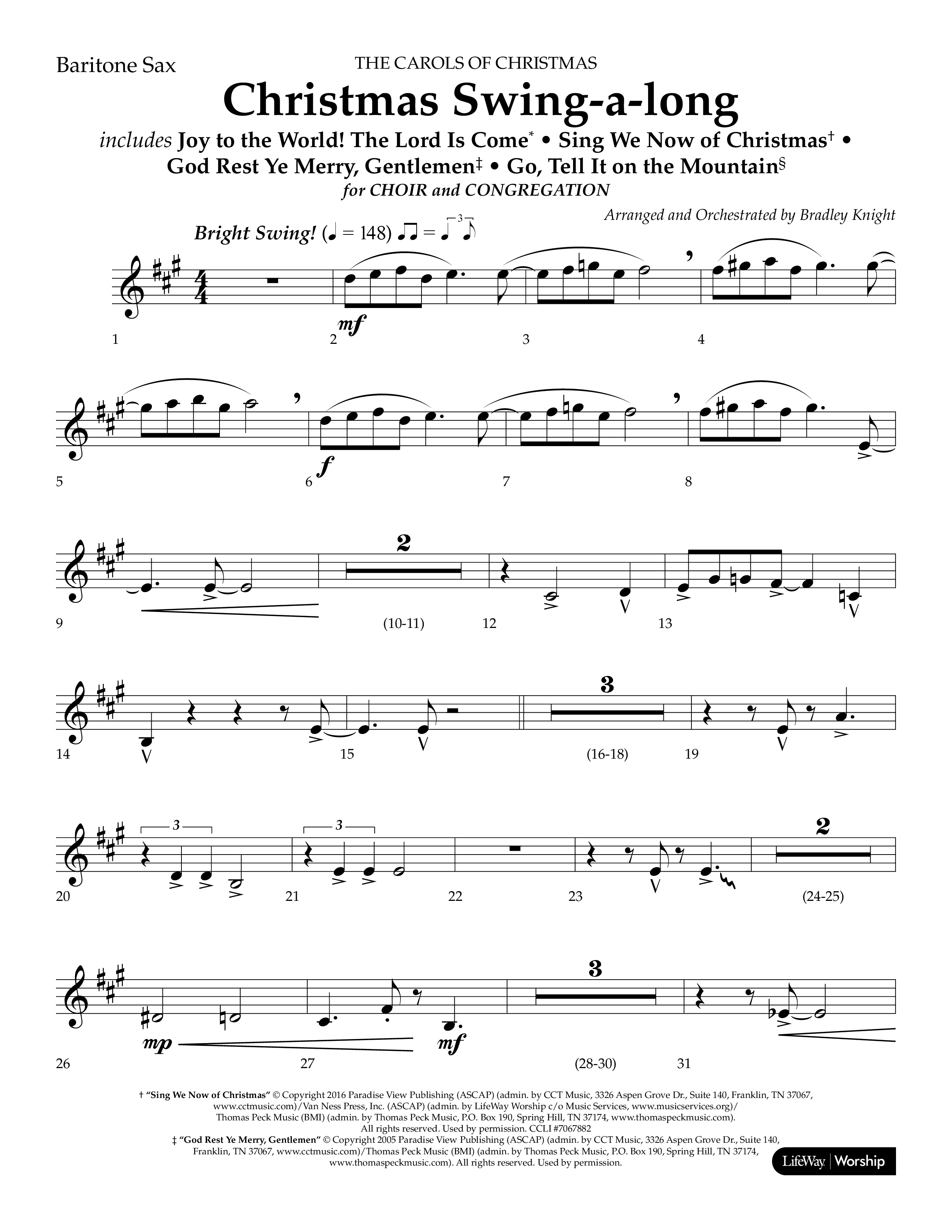Christmas Swing-A-Long (Choral Anthem SATB) Bari Sax (Lifeway Choral / Arr. Bradley Knight)