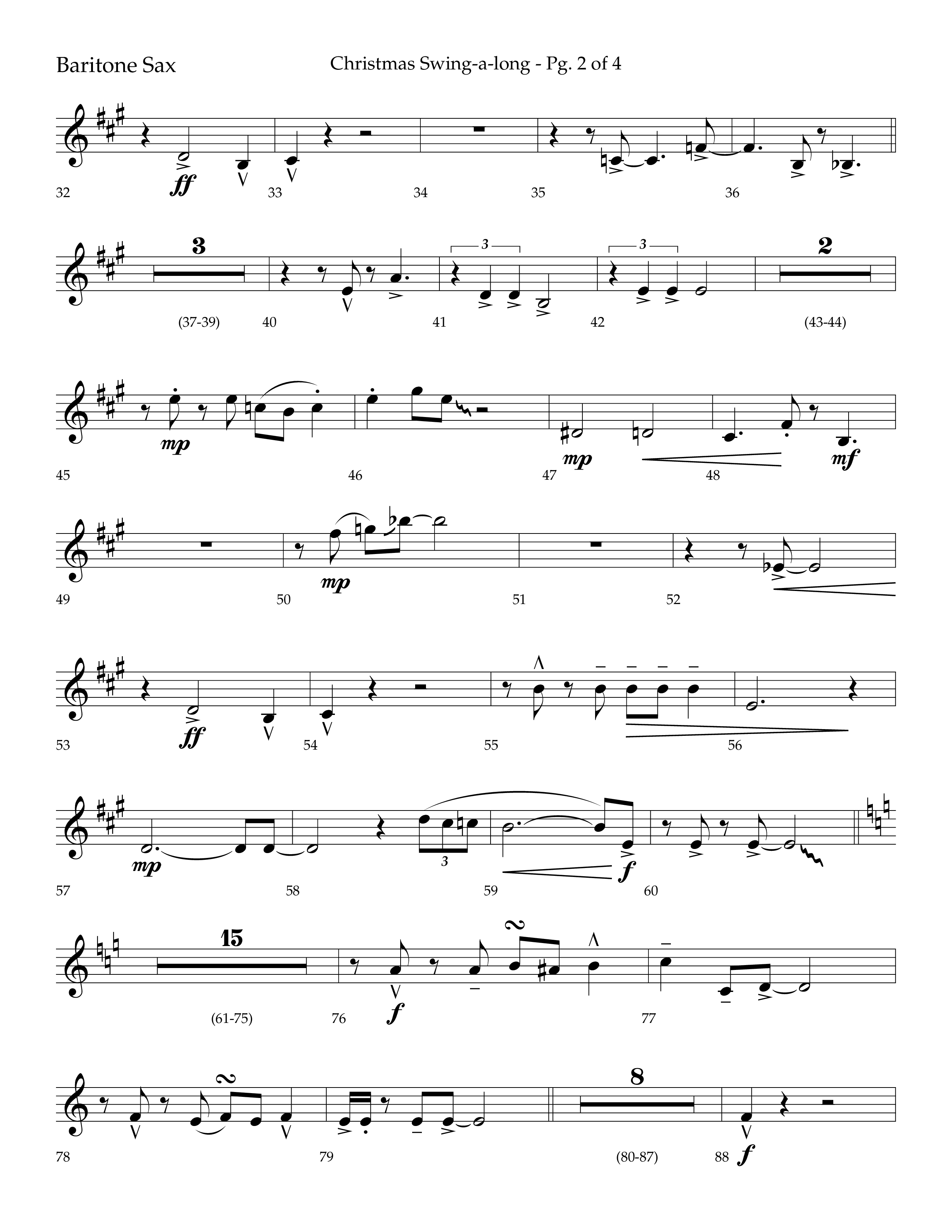 Christmas Swing-A-Long (Choral Anthem SATB) Bari Sax (Lifeway Choral / Arr. Bradley Knight)