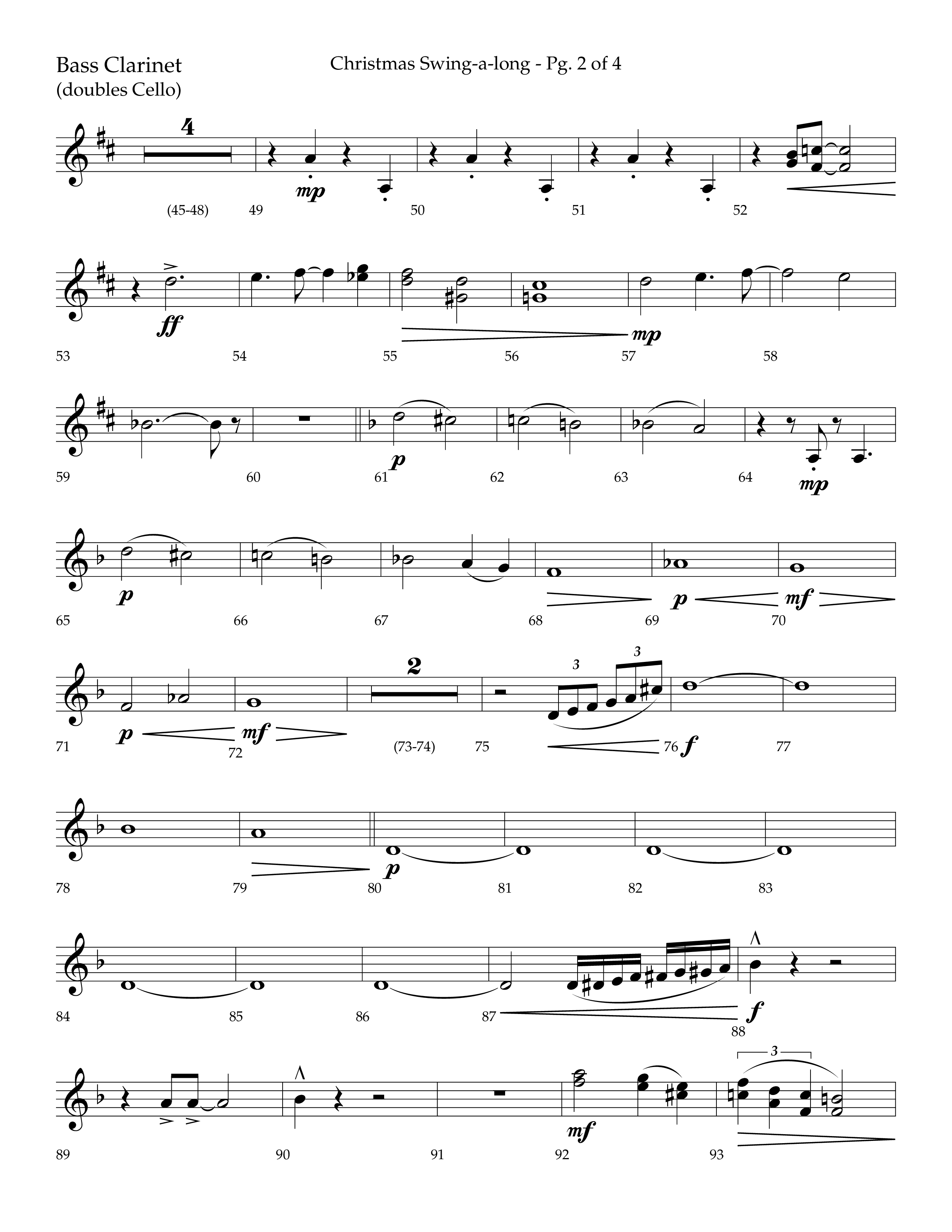 Christmas Swing-A-Long (Choral Anthem SATB) Bass Clarinet (Lifeway Choral / Arr. Bradley Knight)