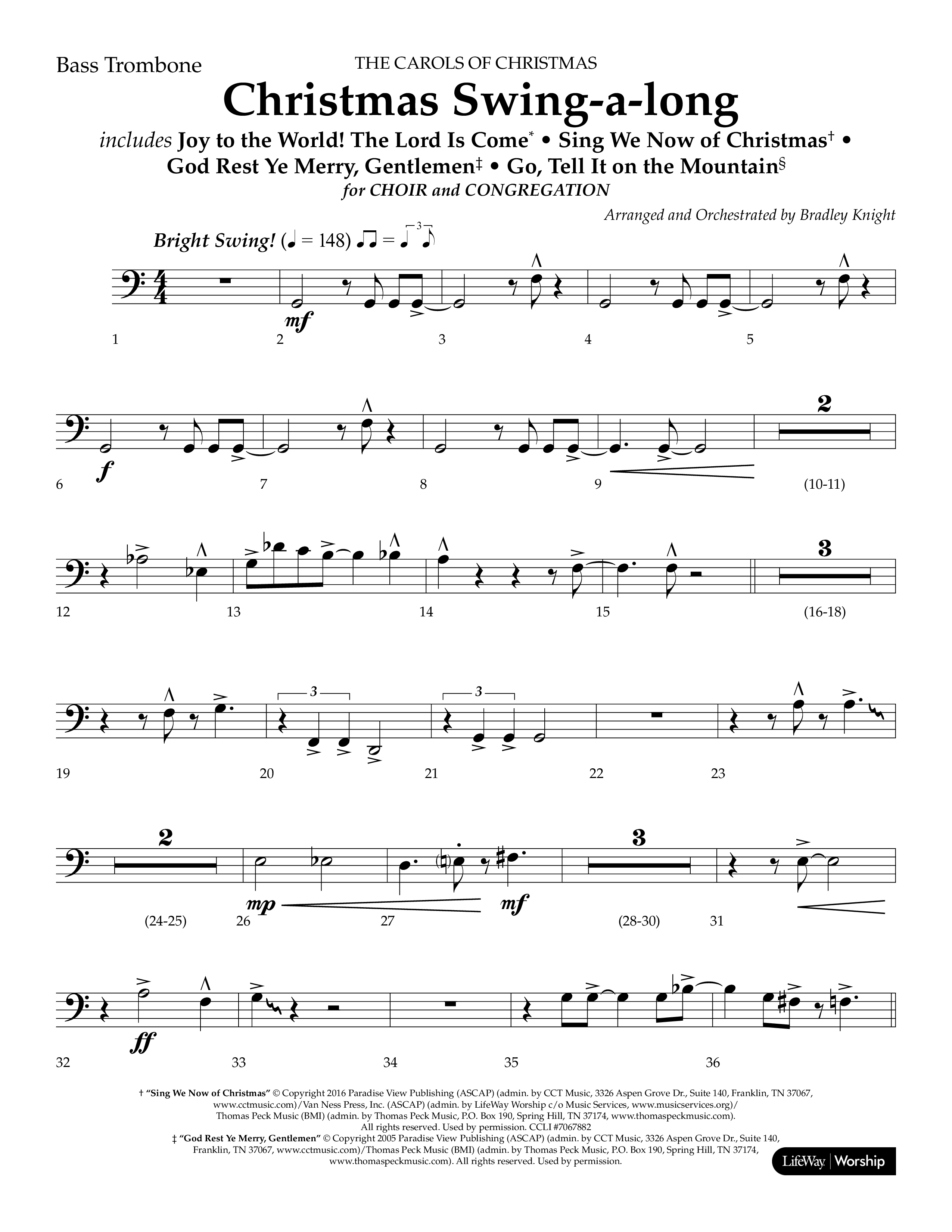 Christmas Swing-A-Long (Choral Anthem SATB) Bass Trombone (Lifeway Choral / Arr. Bradley Knight)