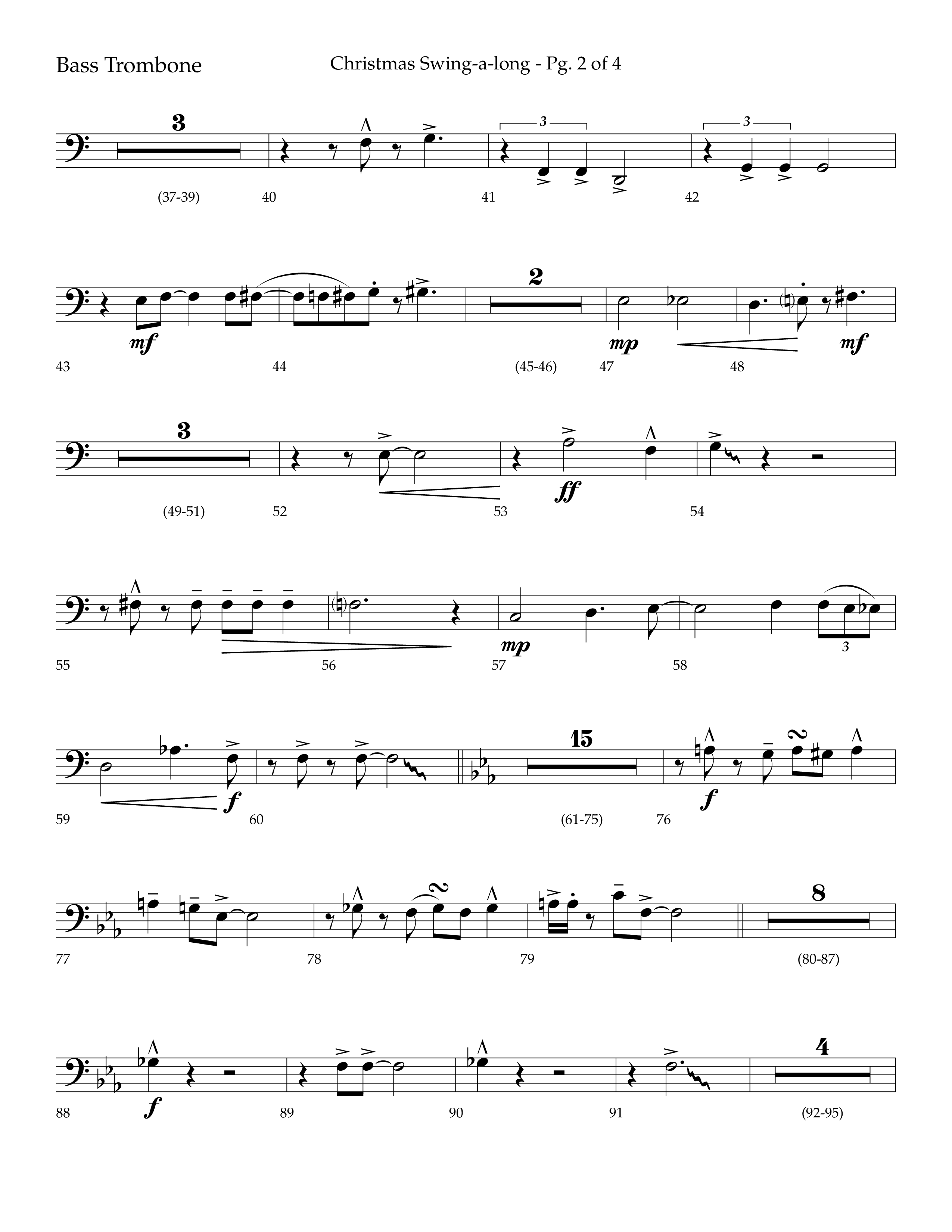 Christmas Swing-A-Long (Choral Anthem SATB) Bass Trombone (Lifeway Choral / Arr. Bradley Knight)