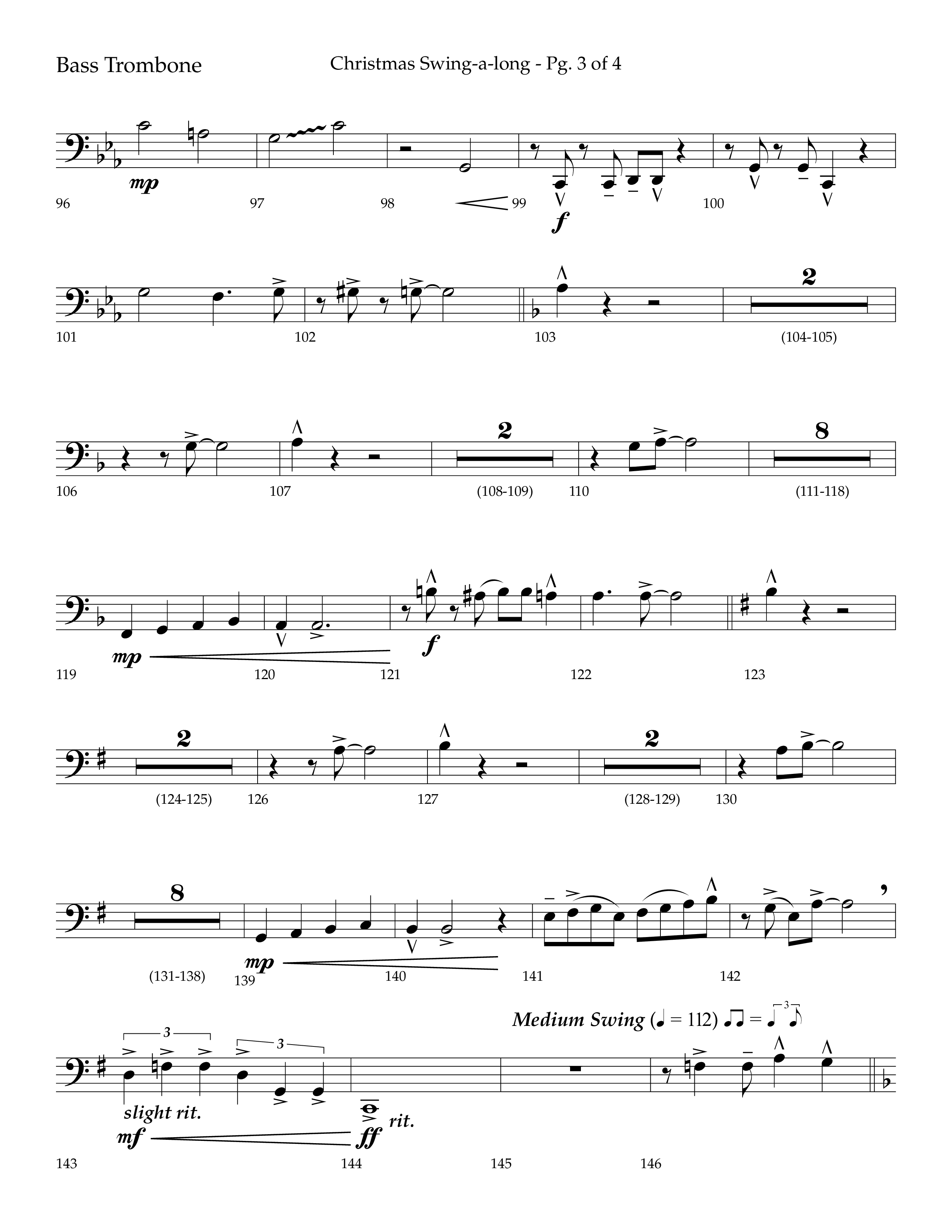 Christmas Swing-A-Long (Choral Anthem SATB) Bass Trombone (Lifeway Choral / Arr. Bradley Knight)
