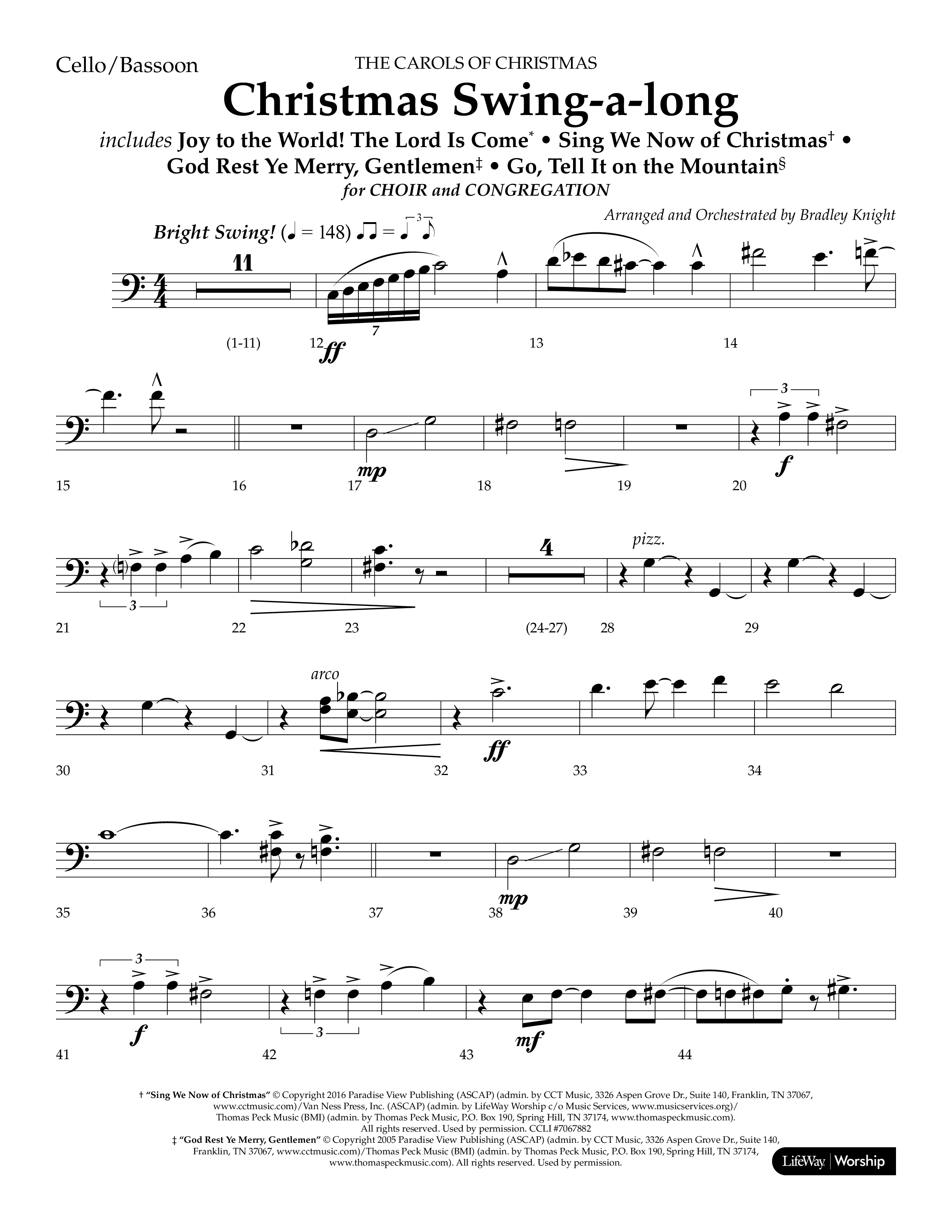 Christmas Swing-A-Long (Choral Anthem SATB) Cello (Lifeway Choral / Arr. Bradley Knight)