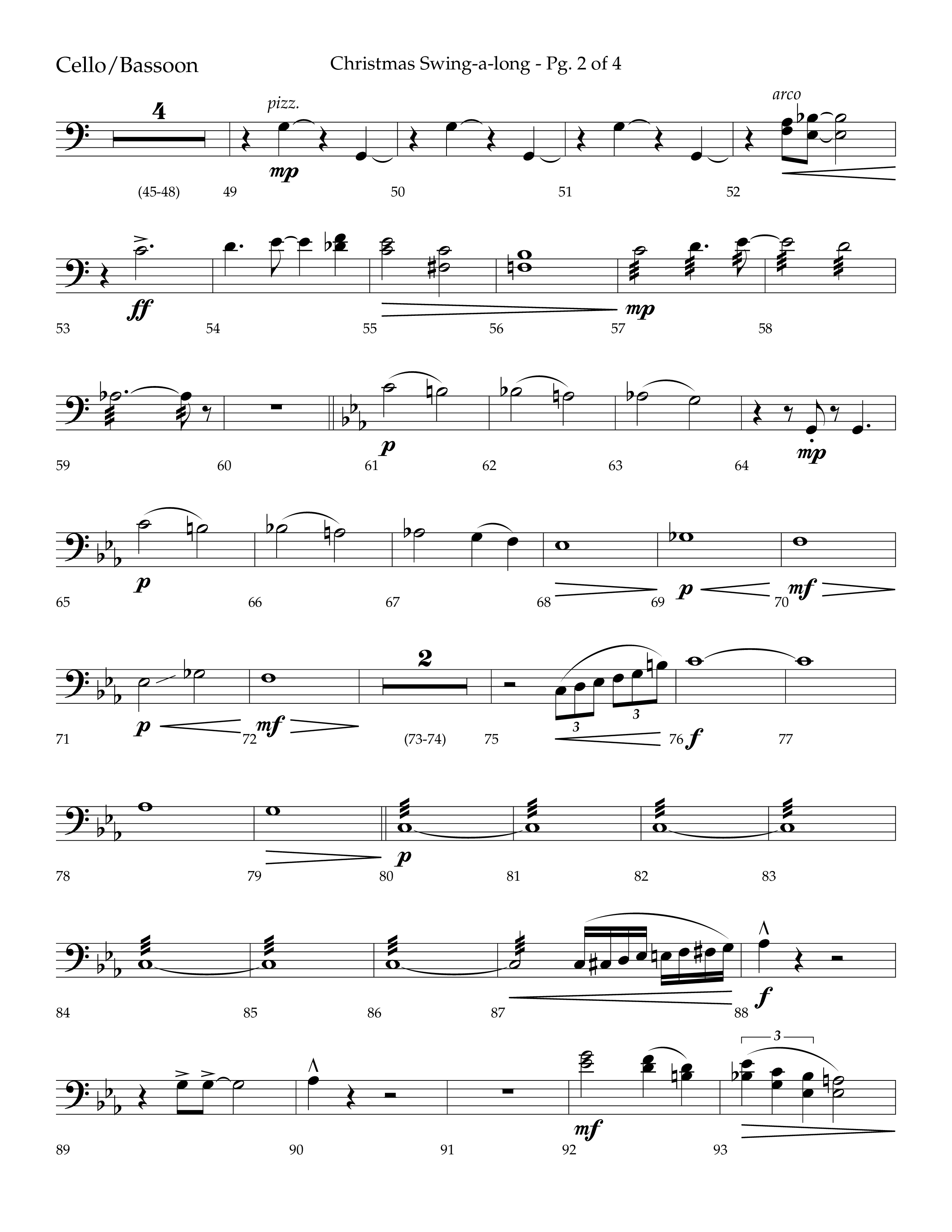 Christmas Swing-A-Long (Choral Anthem SATB) Cello (Lifeway Choral / Arr. Bradley Knight)