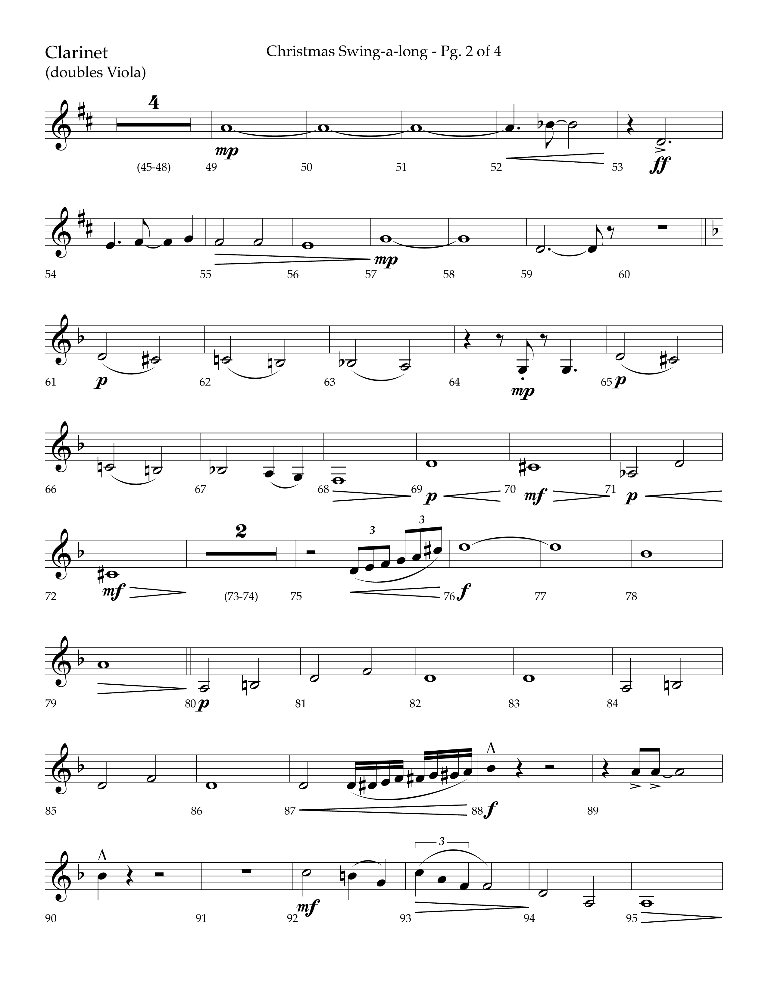 Christmas Swing-A-Long (Choral Anthem SATB) Clarinet (Lifeway Choral / Arr. Bradley Knight)