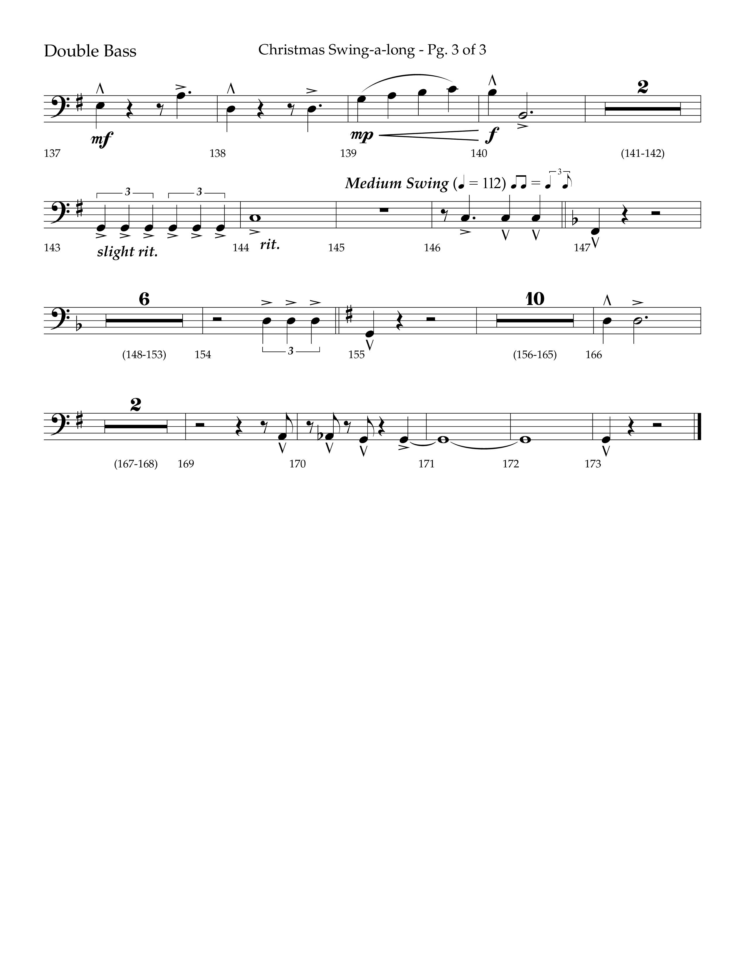 Christmas Swing-A-Long (Choral Anthem SATB) Double Bass (Lifeway Choral / Arr. Bradley Knight)