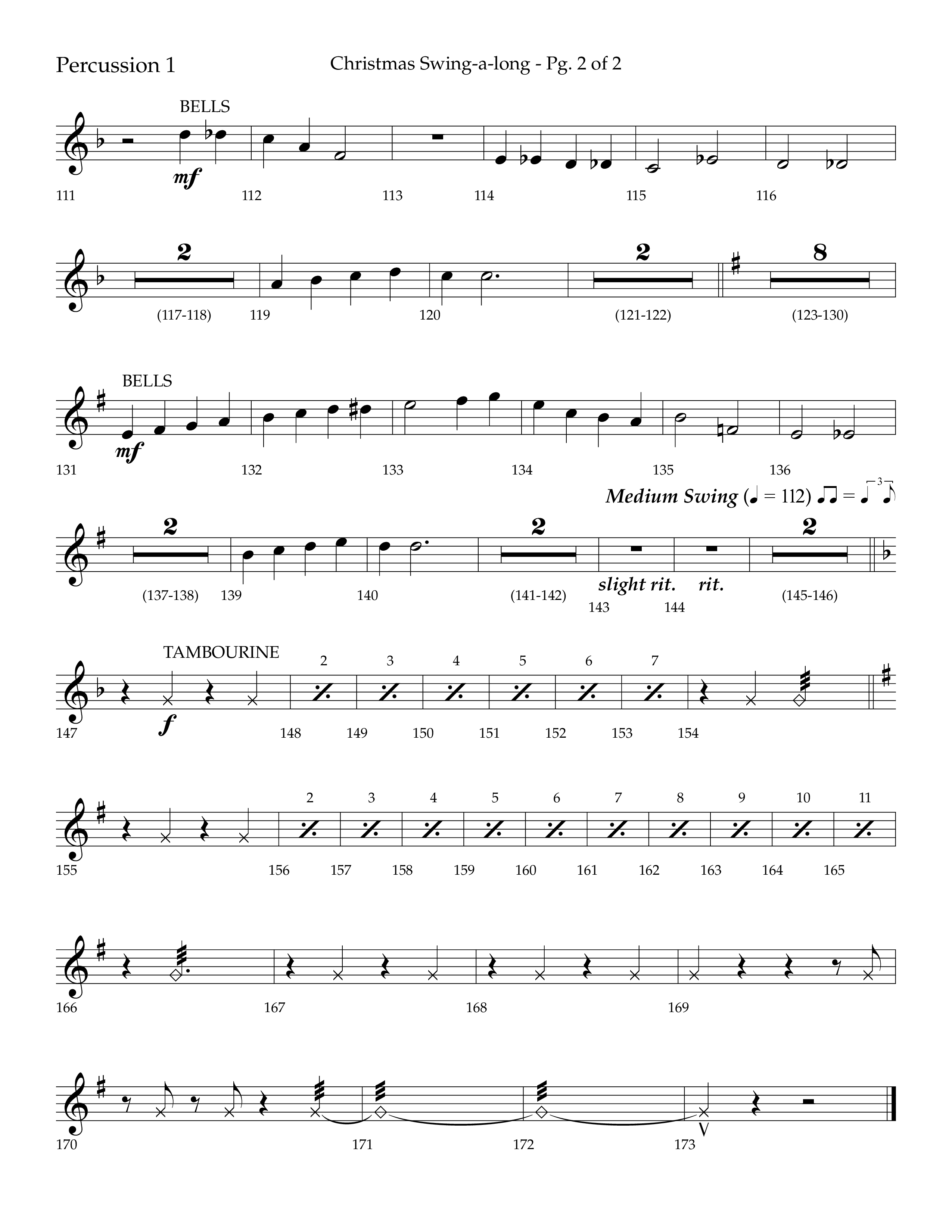Christmas Swing-A-Long (Choral Anthem SATB) Percussion 1/2 (Lifeway Choral / Arr. Bradley Knight)
