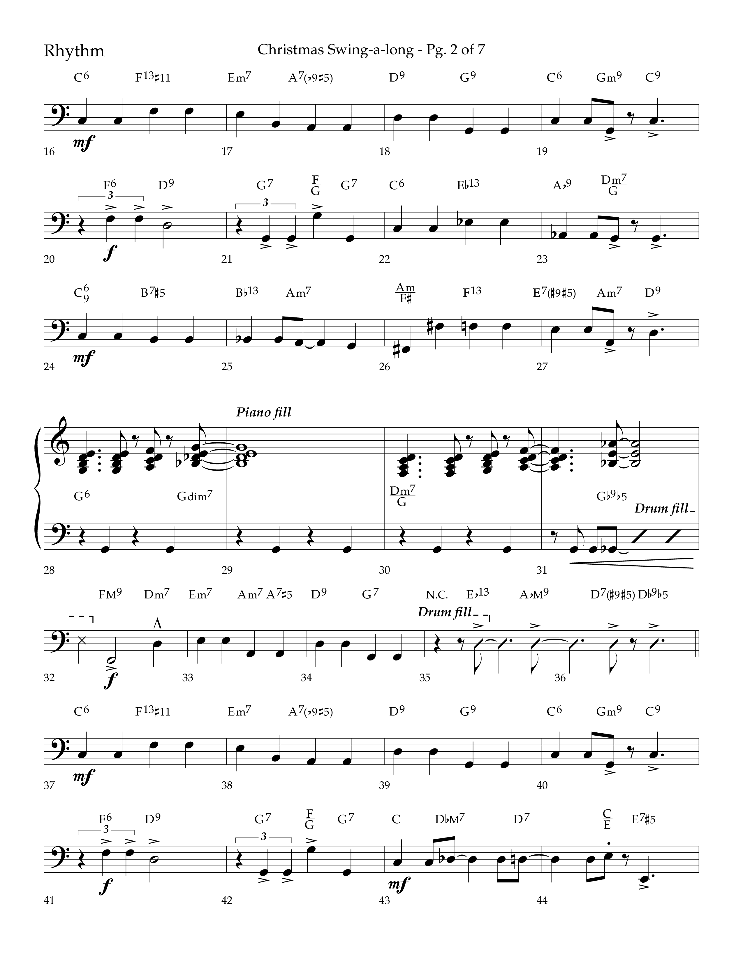 Christmas Swing-A-Long (Choral Anthem SATB) Rhythm Chart (Lifeway Choral / Arr. Bradley Knight)