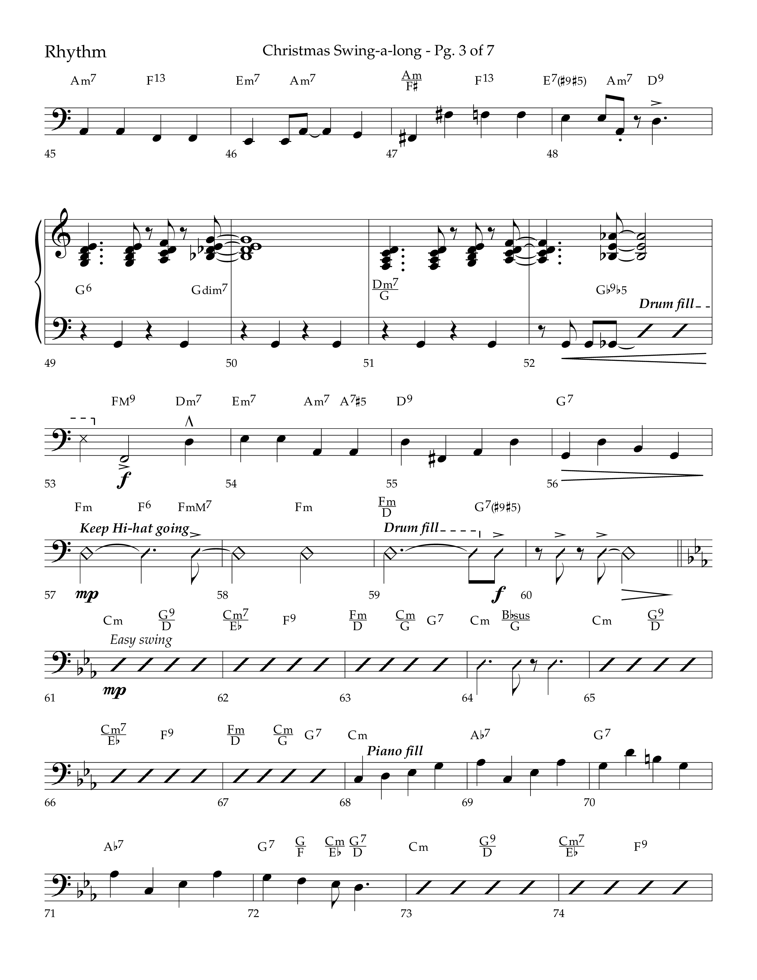 Christmas Swing-A-Long (Choral Anthem SATB) Rhythm Chart (Lifeway Choral / Arr. Bradley Knight)