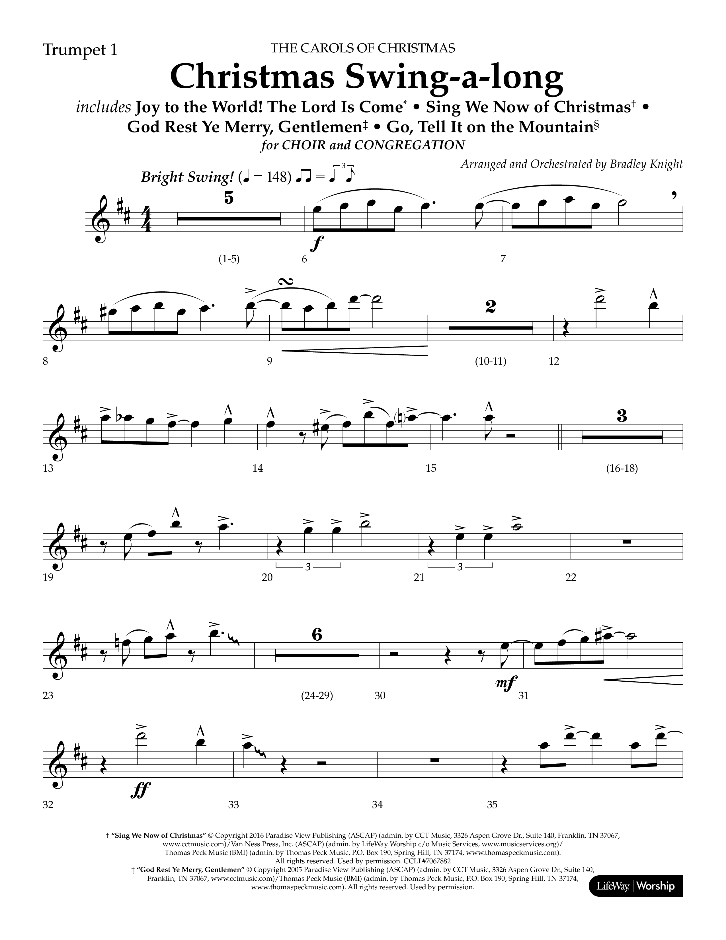 Christmas Swing-A-Long (Choral Anthem SATB) Trumpet 1 (Lifeway Choral / Arr. Bradley Knight)
