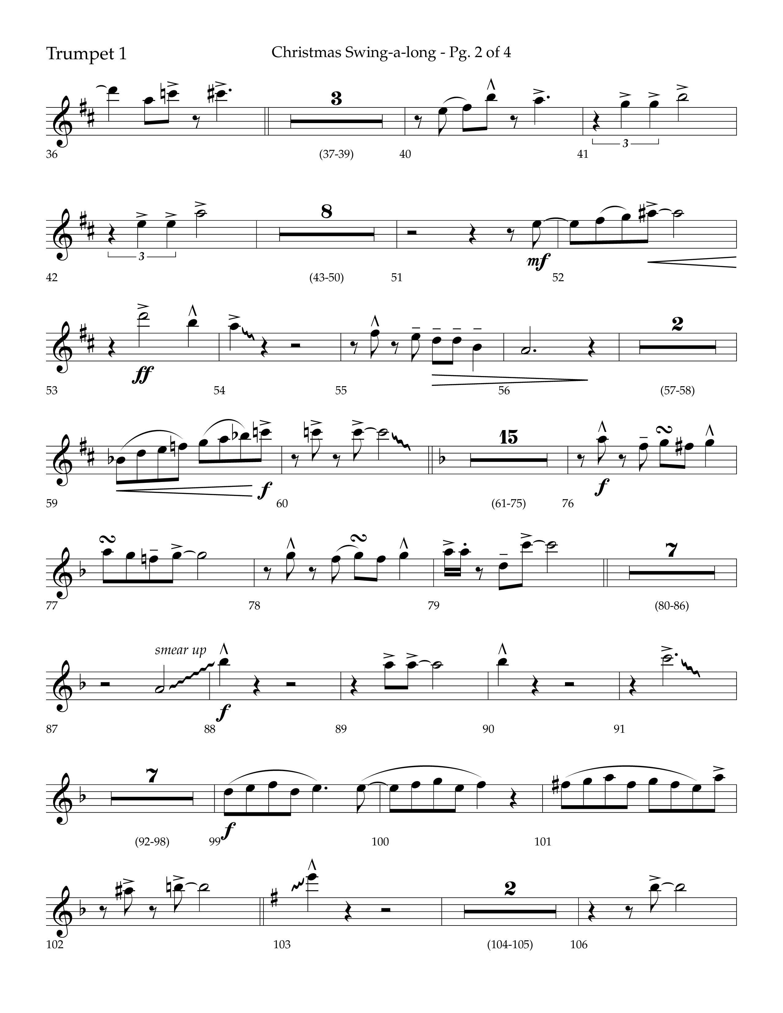 Christmas Swing-A-Long (Choral Anthem SATB) Trumpet 1 (Lifeway Choral / Arr. Bradley Knight)