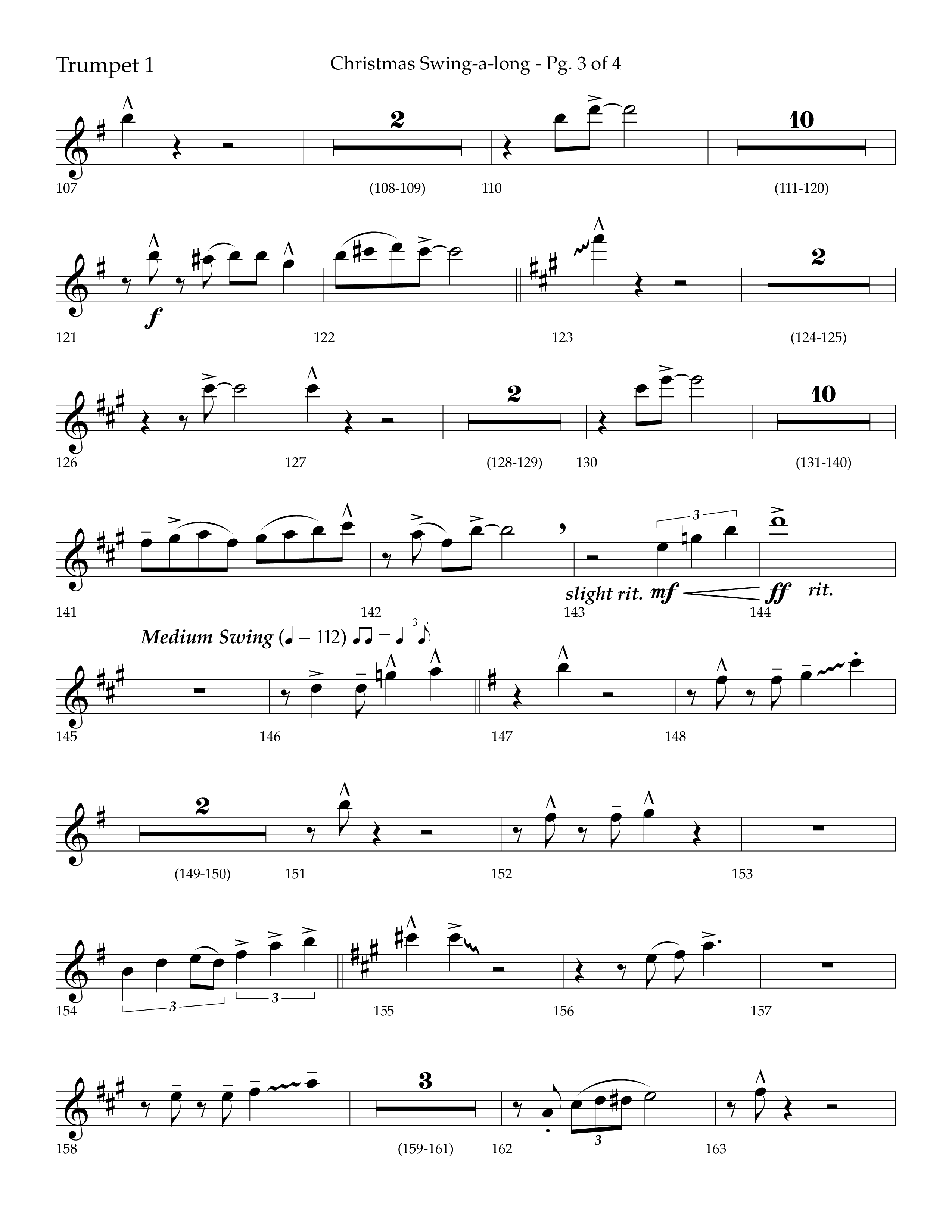 Christmas Swing-A-Long (Choral Anthem SATB) Trumpet 1 (Lifeway Choral / Arr. Bradley Knight)