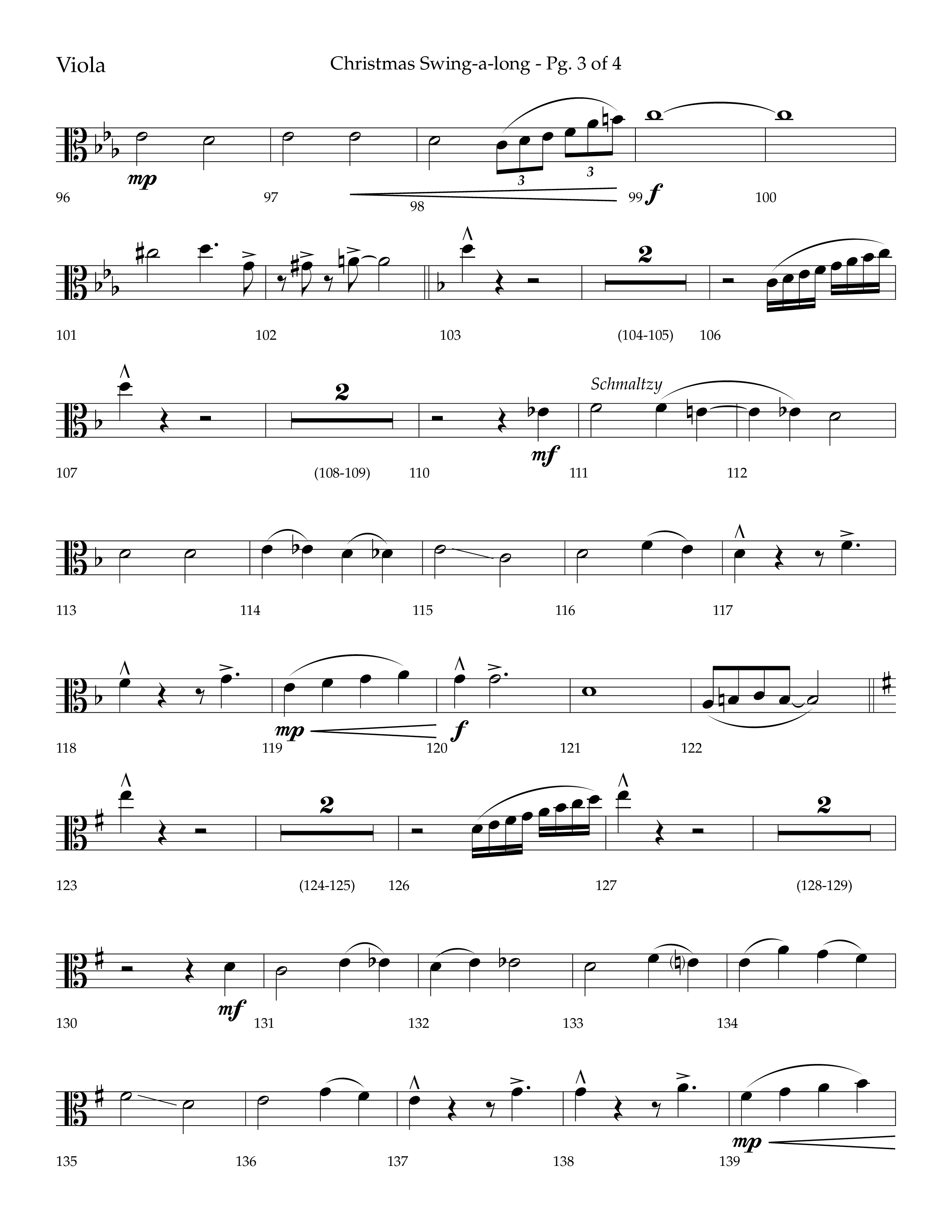 Christmas Swing-A-Long (Choral Anthem SATB) Viola (Lifeway Choral / Arr. Bradley Knight)