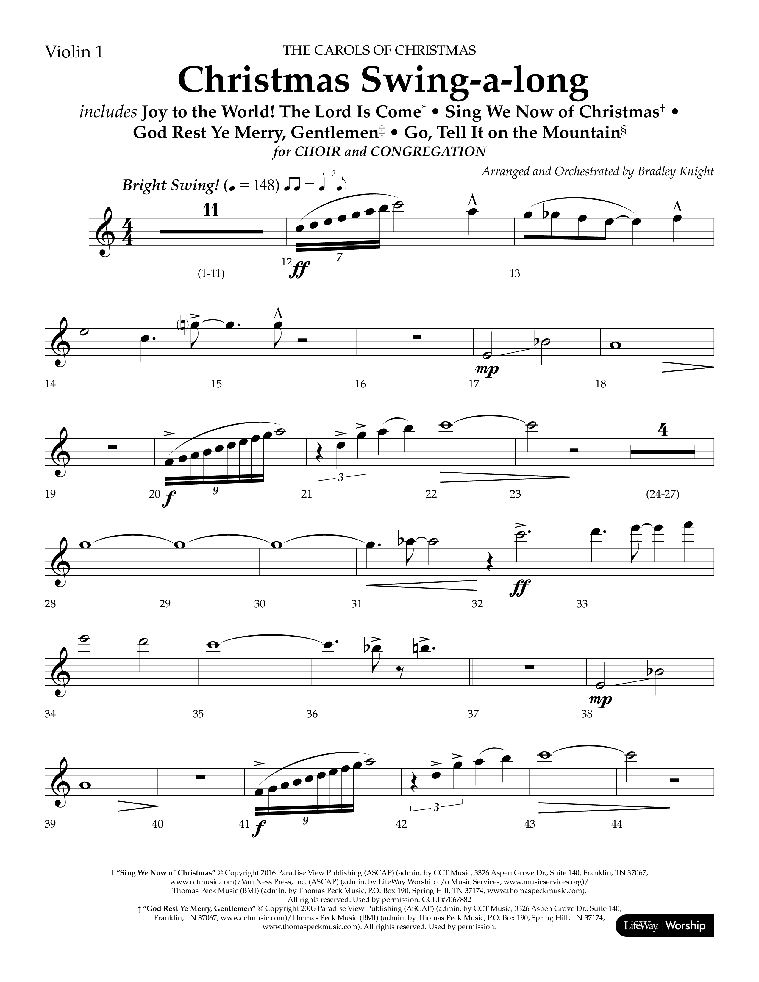 Christmas Swing-A-Long (Choral Anthem SATB) Violin 1 (Lifeway Choral / Arr. Bradley Knight)