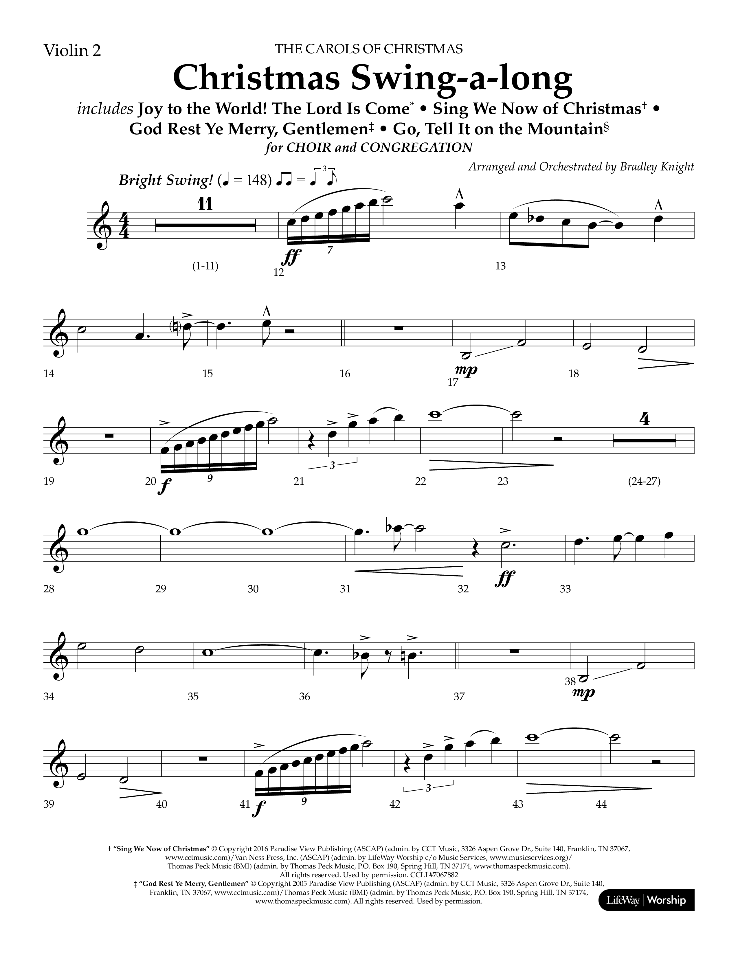 Christmas Swing-A-Long (Choral Anthem SATB) Violin 2 (Lifeway Choral / Arr. Bradley Knight)