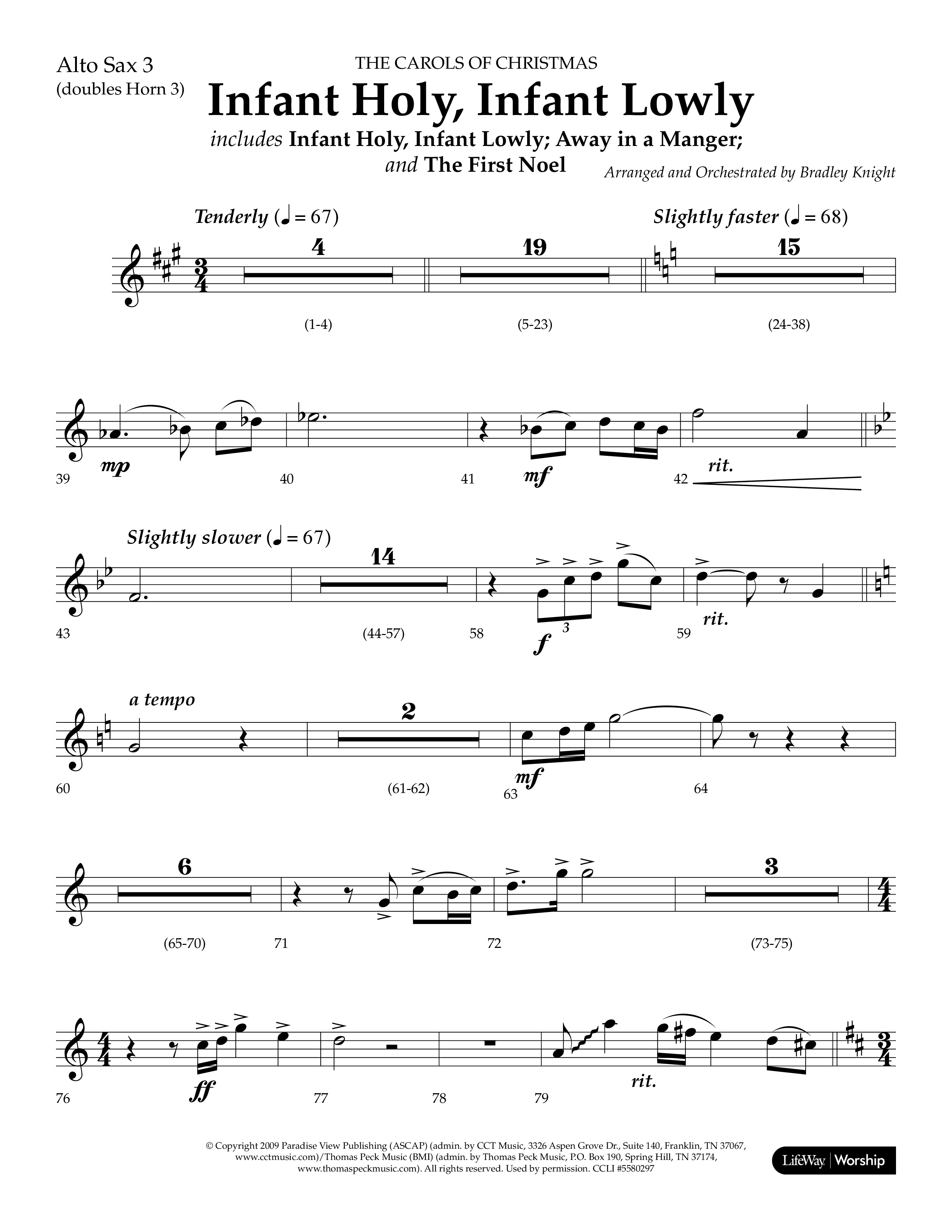 Infant Holy Infant Lowly (Choral Anthem SATB) Alto Sax (Lifeway Choral / Arr. Bradley Knight)