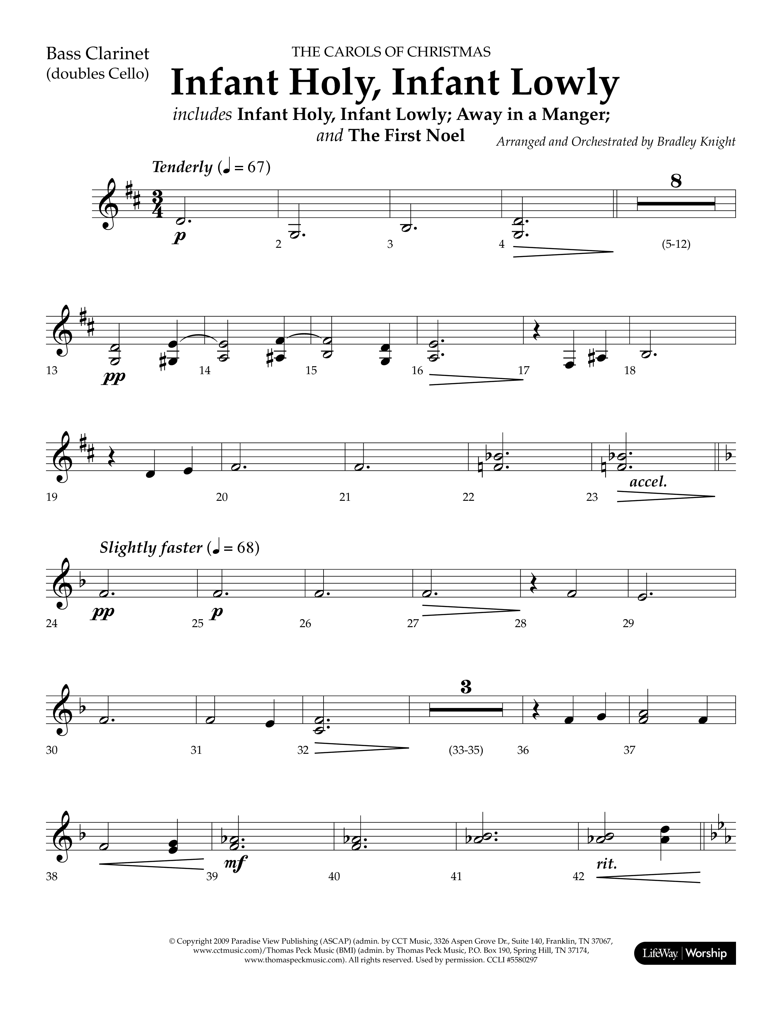 Infant Holy Infant Lowly (Choral Anthem SATB) Bass Clarinet (Lifeway Choral / Arr. Bradley Knight)