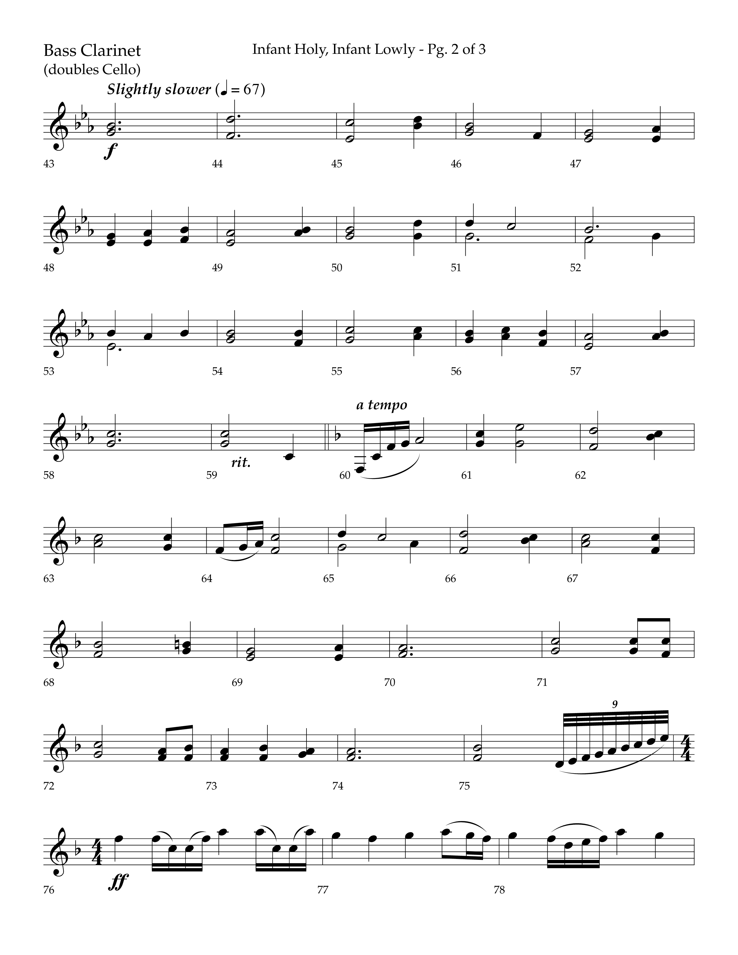 Infant Holy Infant Lowly (Choral Anthem SATB) Bass Clarinet (Lifeway Choral / Arr. Bradley Knight)