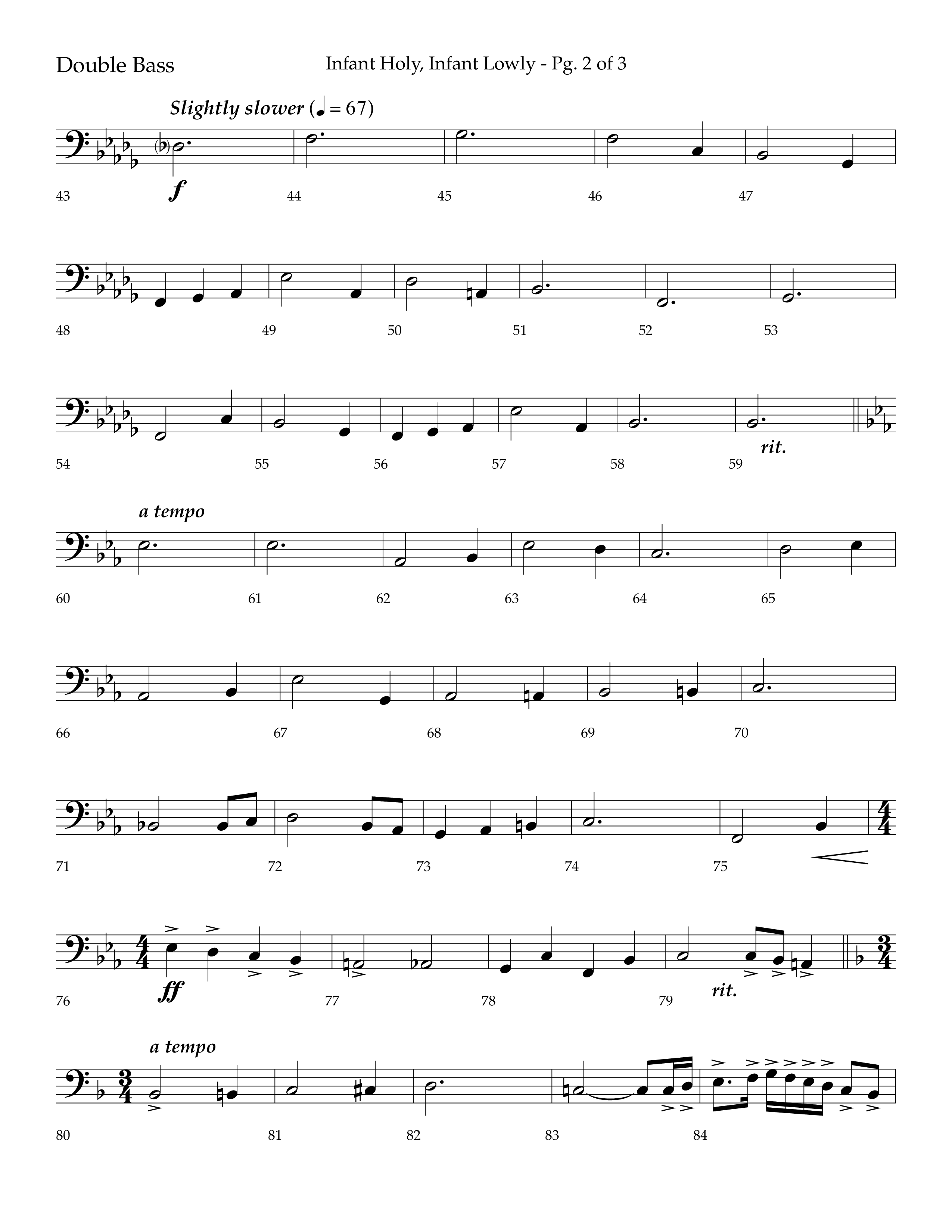 Infant Holy Infant Lowly (Choral Anthem SATB) Double Bass (Lifeway Choral / Arr. Bradley Knight)