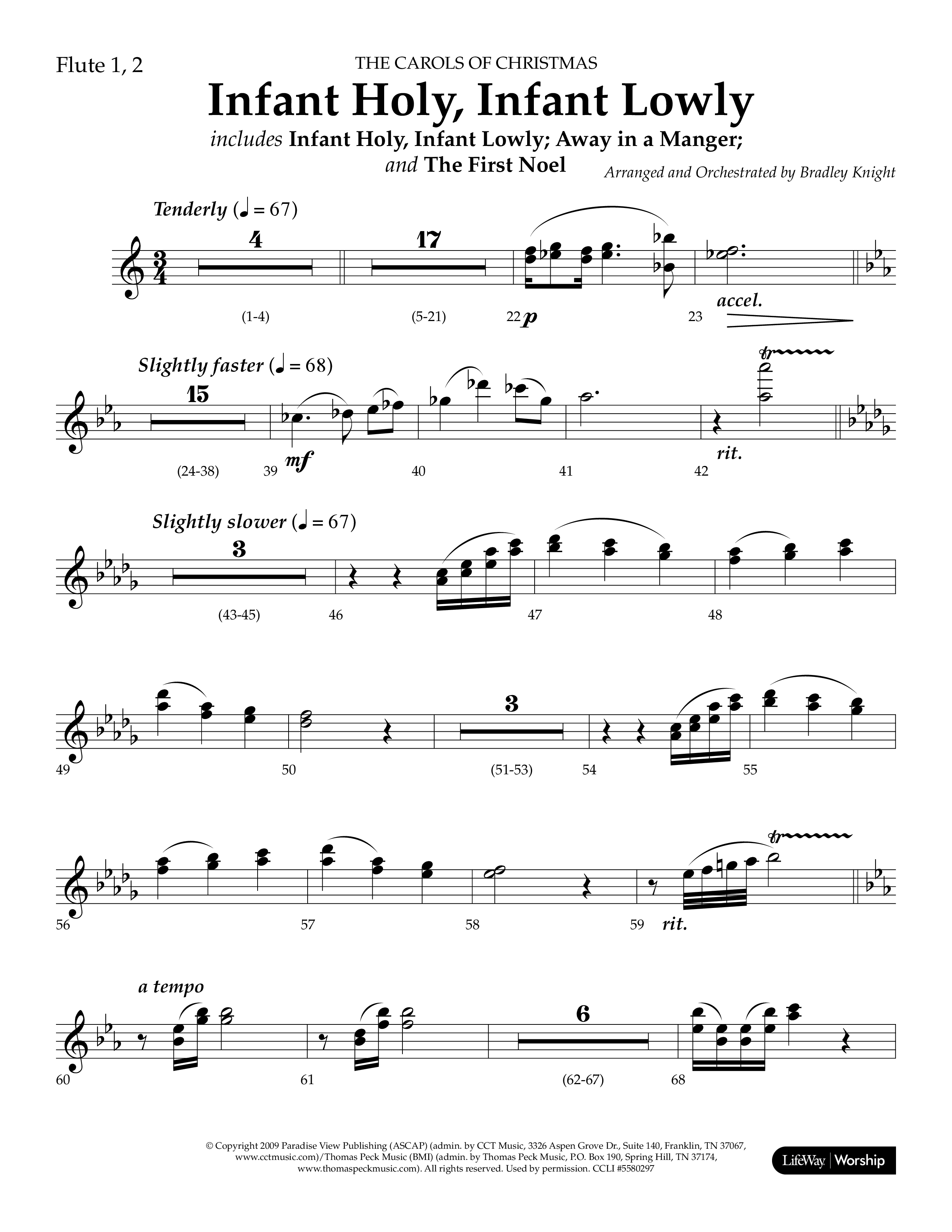 Infant Holy Infant Lowly (Choral Anthem SATB) Flute 1/2 (Lifeway Choral / Arr. Bradley Knight)