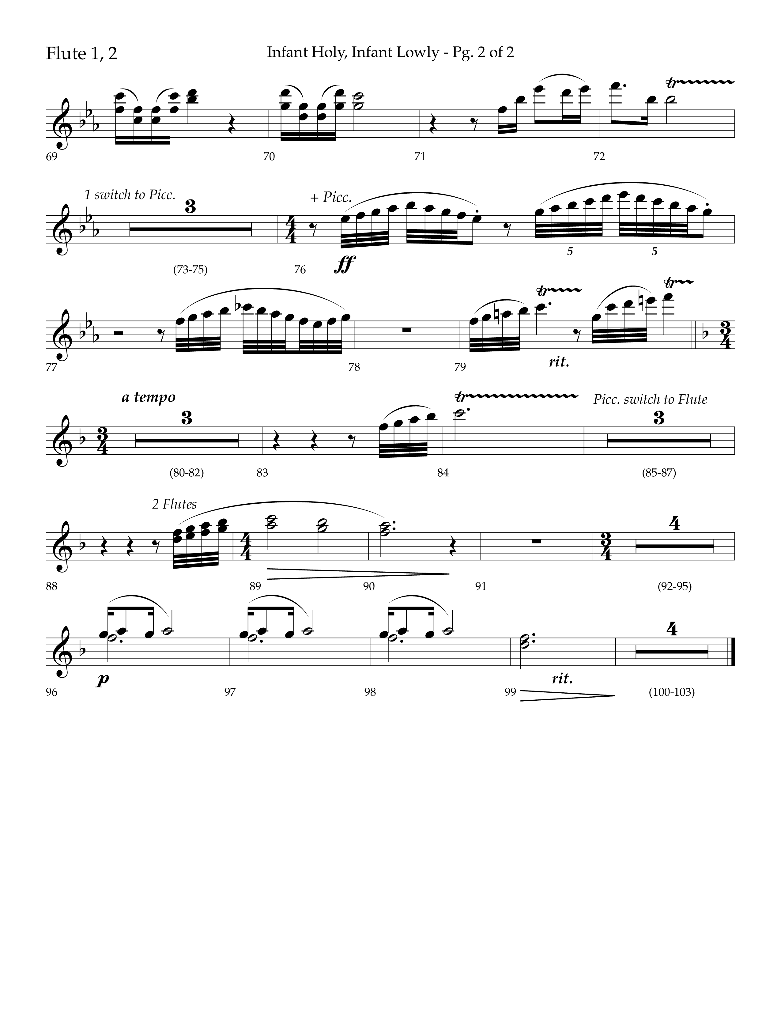 Infant Holy Infant Lowly (Choral Anthem SATB) Flute 1/2 (Lifeway Choral / Arr. Bradley Knight)