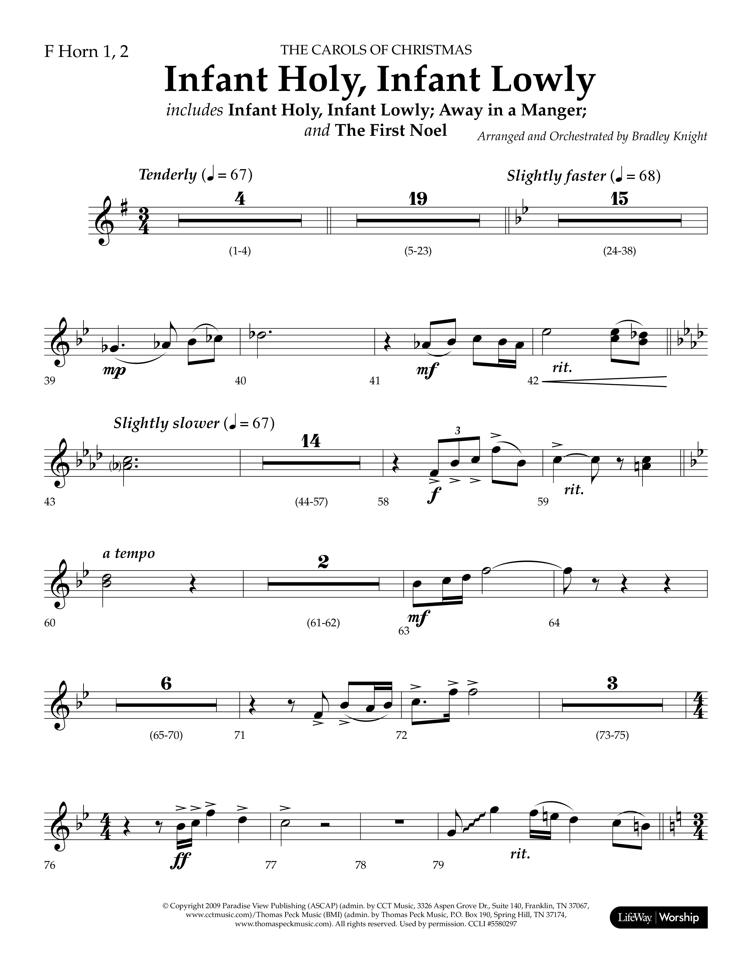 Infant Holy Infant Lowly (Choral Anthem SATB) French Horn 1/2 (Lifeway Choral / Arr. Bradley Knight)