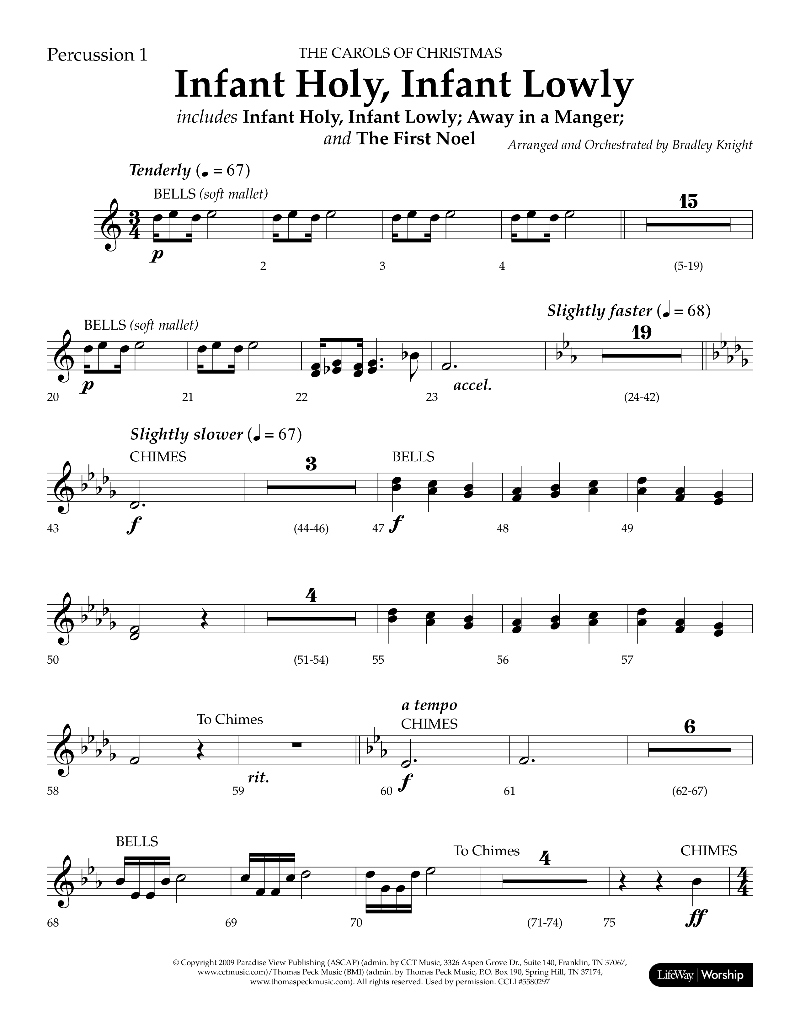 Infant Holy Infant Lowly (Choral Anthem SATB) Percussion 1/2 (Lifeway Choral / Arr. Bradley Knight)