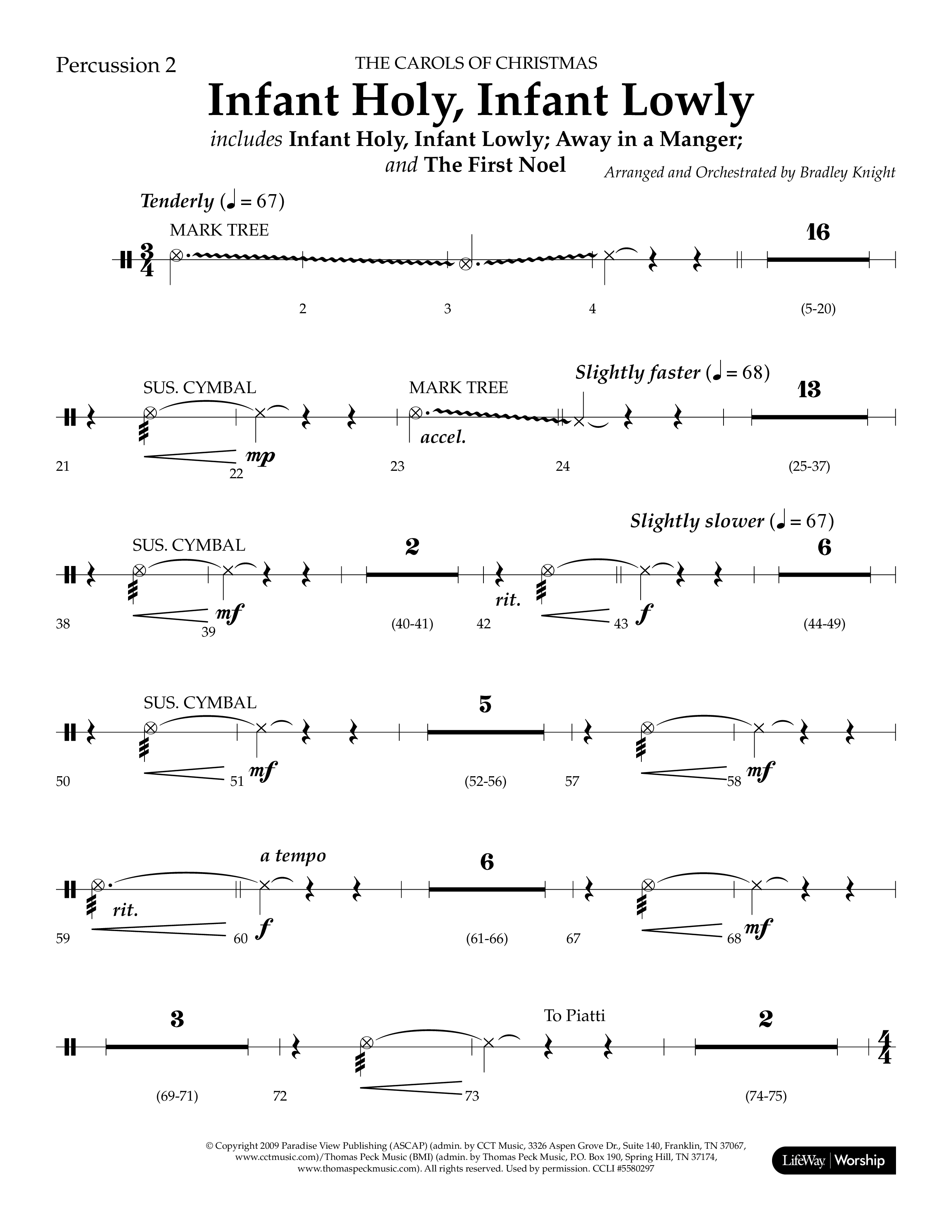 Infant Holy Infant Lowly (Choral Anthem SATB) Percussion 1/2 (Lifeway Choral / Arr. Bradley Knight)