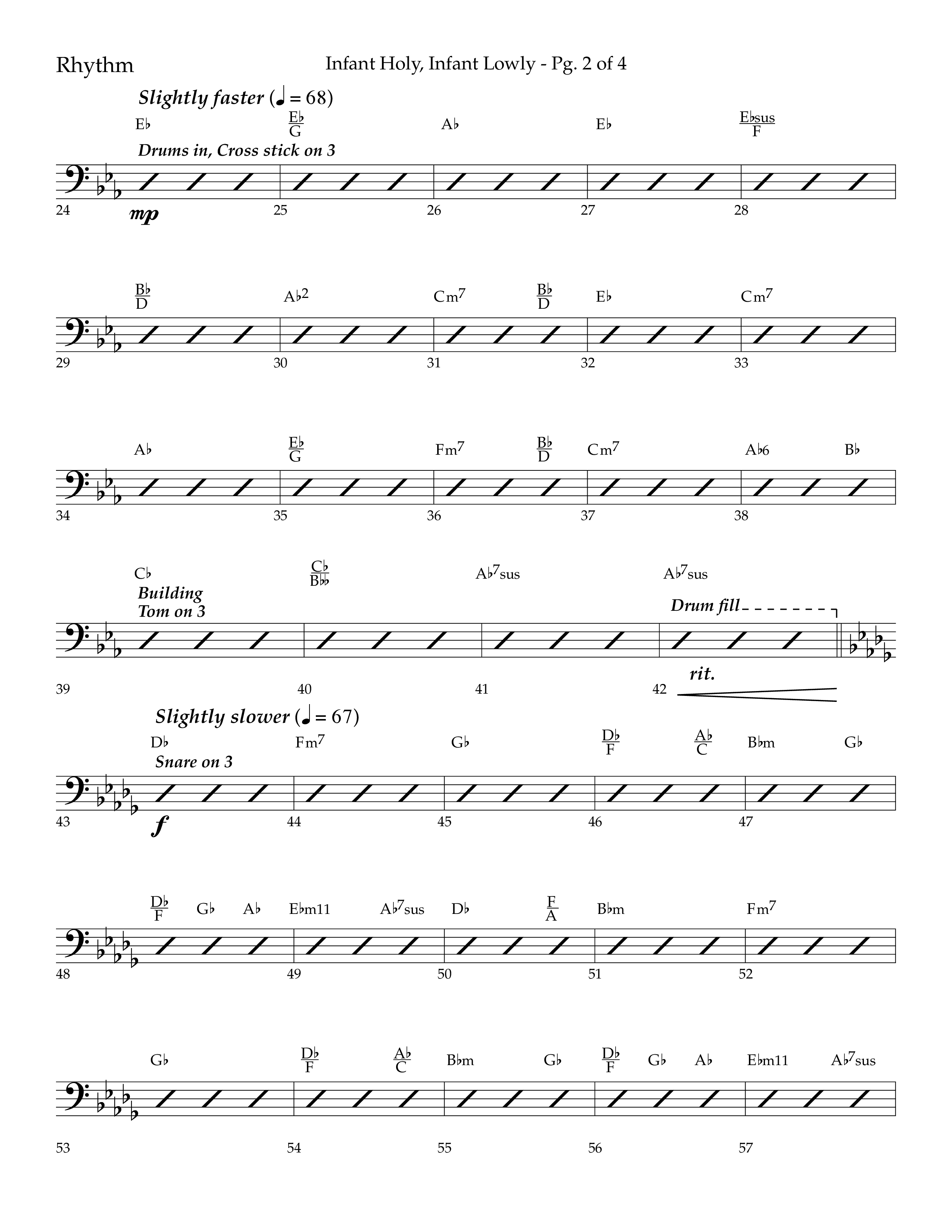 Infant Holy Infant Lowly (Choral Anthem SATB) Rhythm Chart (Lifeway Choral / Arr. Bradley Knight)