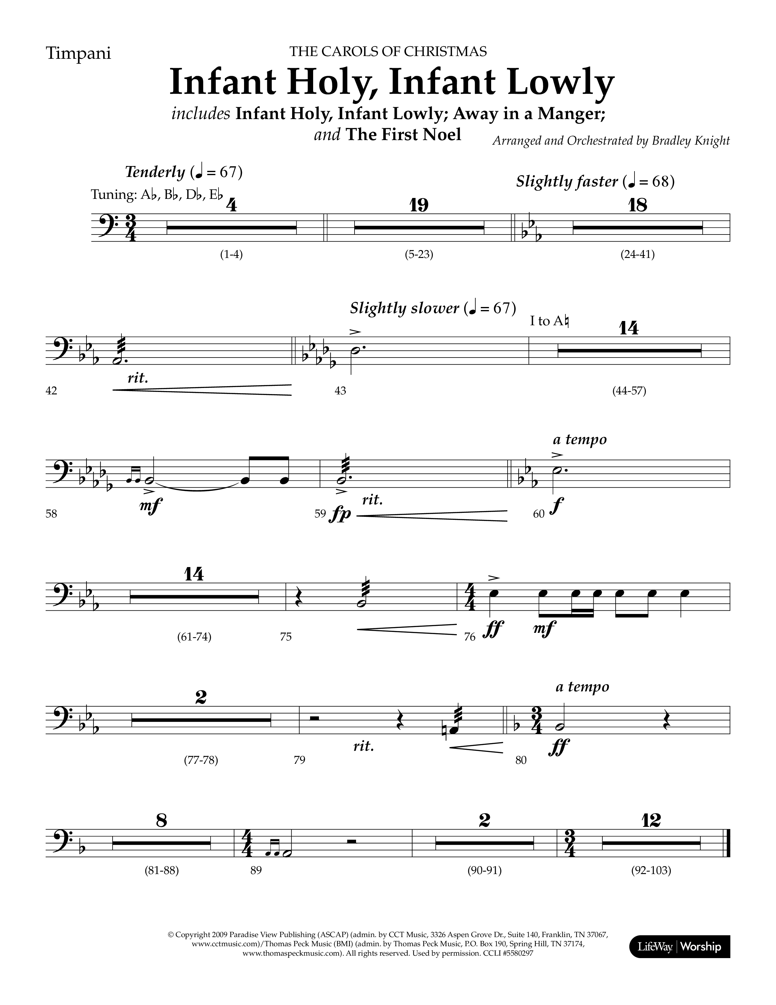 Infant Holy Infant Lowly (Choral Anthem SATB) Timpani (Lifeway Choral / Arr. Bradley Knight)