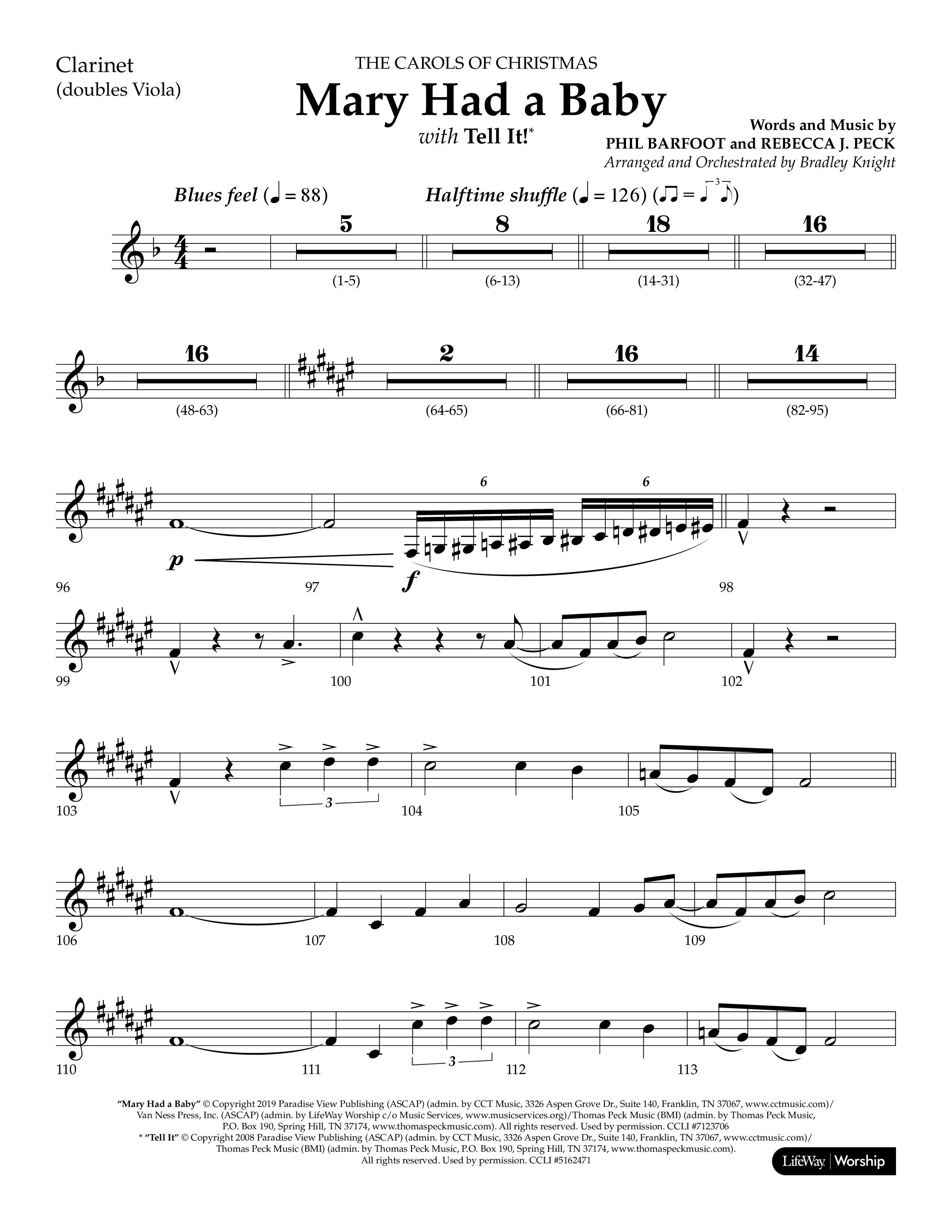 Mary Had a Baby (with Tell It) (Choral Anthem SATB) Clarinet (Lifeway Choral / Arr. Bradley Knight)