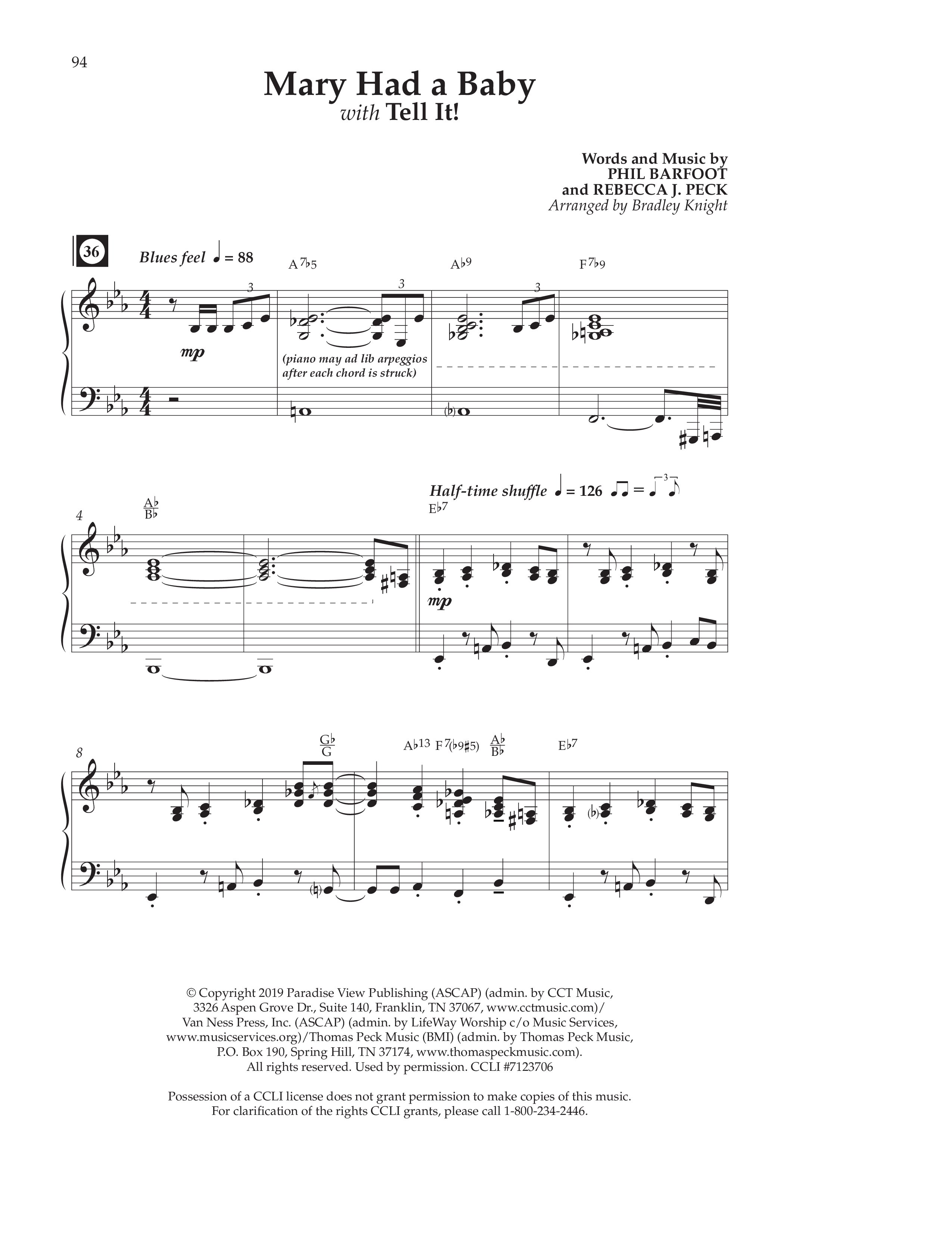 Mary Had a Baby (with Tell It) (Choral Anthem SATB) Anthem (SATB/Piano) (Lifeway Choral / Arr. Bradley Knight)