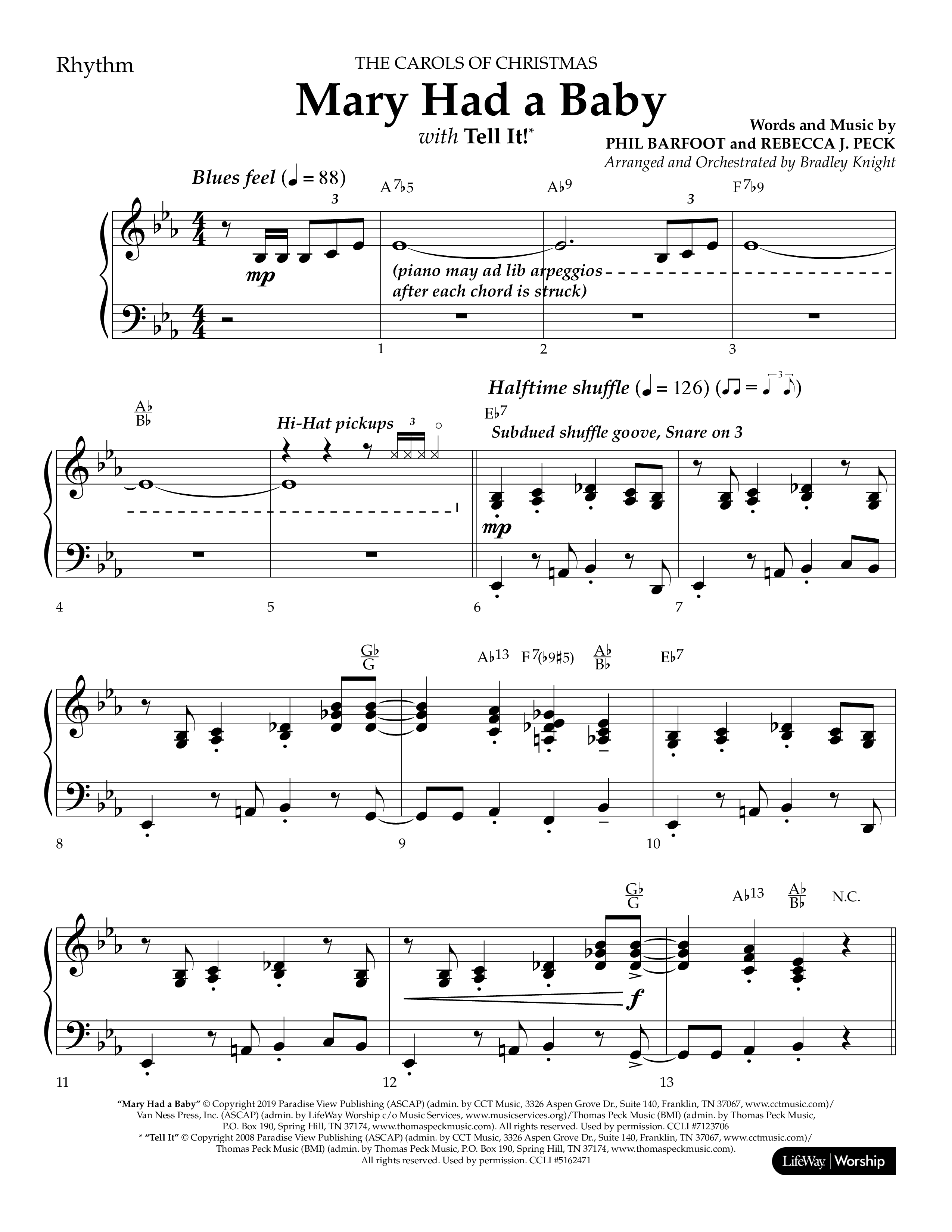 Mary Had a Baby (with Tell It) (Choral Anthem SATB) Rhythm Chart (Lifeway Choral / Arr. Bradley Knight)