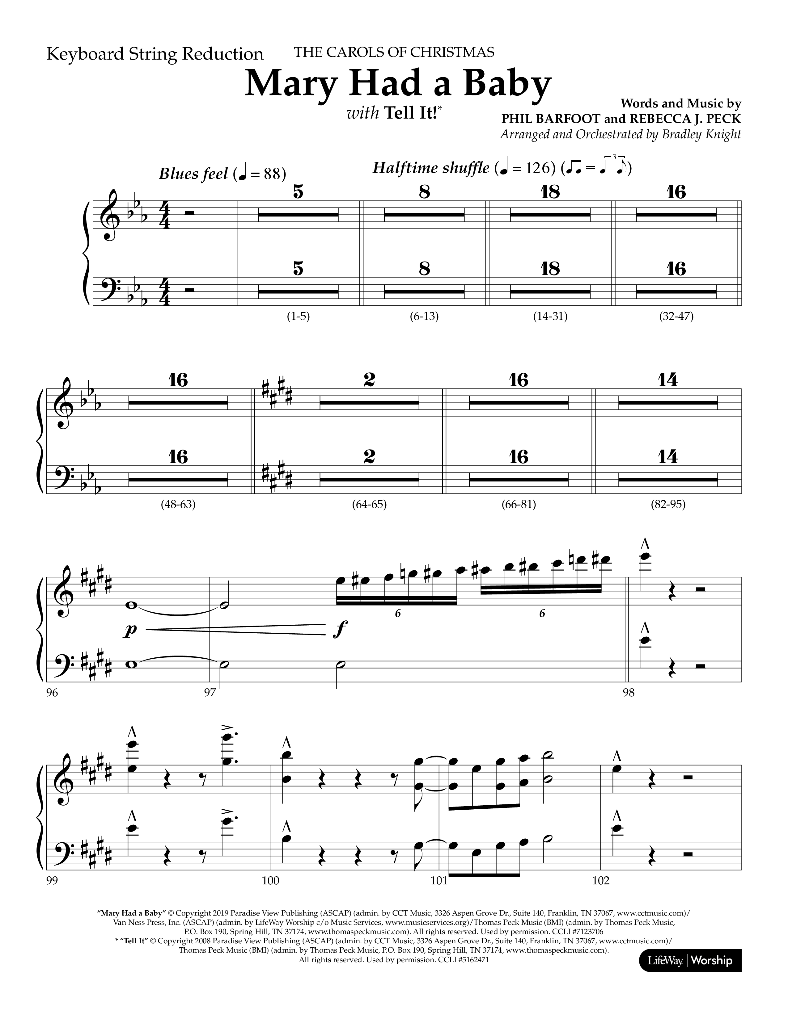 Mary Had a Baby (with Tell It) (Choral Anthem SATB) String Reduction (Lifeway Choral / Arr. Bradley Knight)
